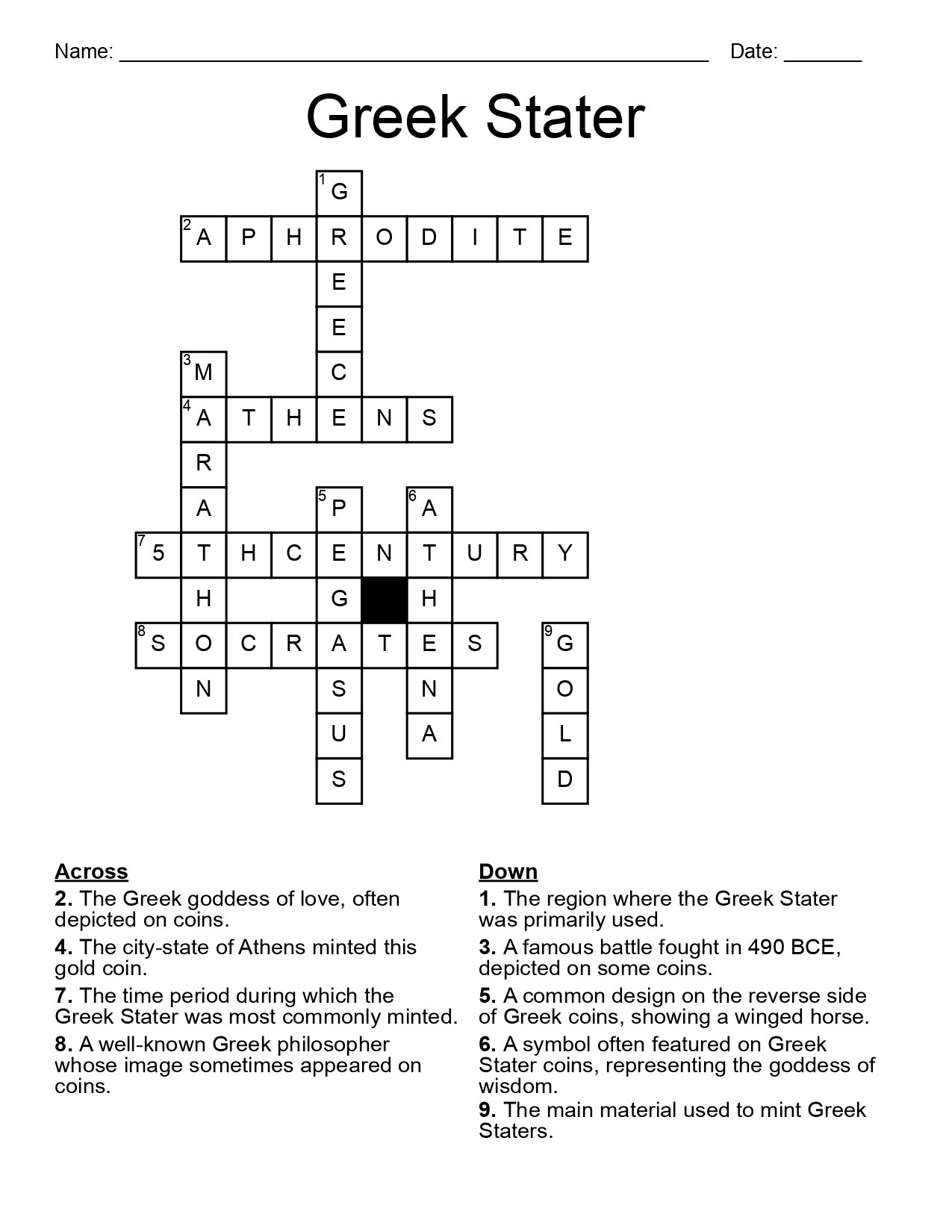 Old Gold Coin Crossword Puzzle - Greek Stater product image (3)