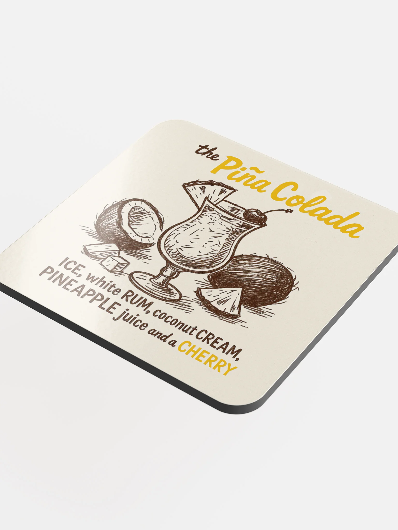 Piña Colada Cocktail Coaster – Tropical Bar Cart Decor product image (4)