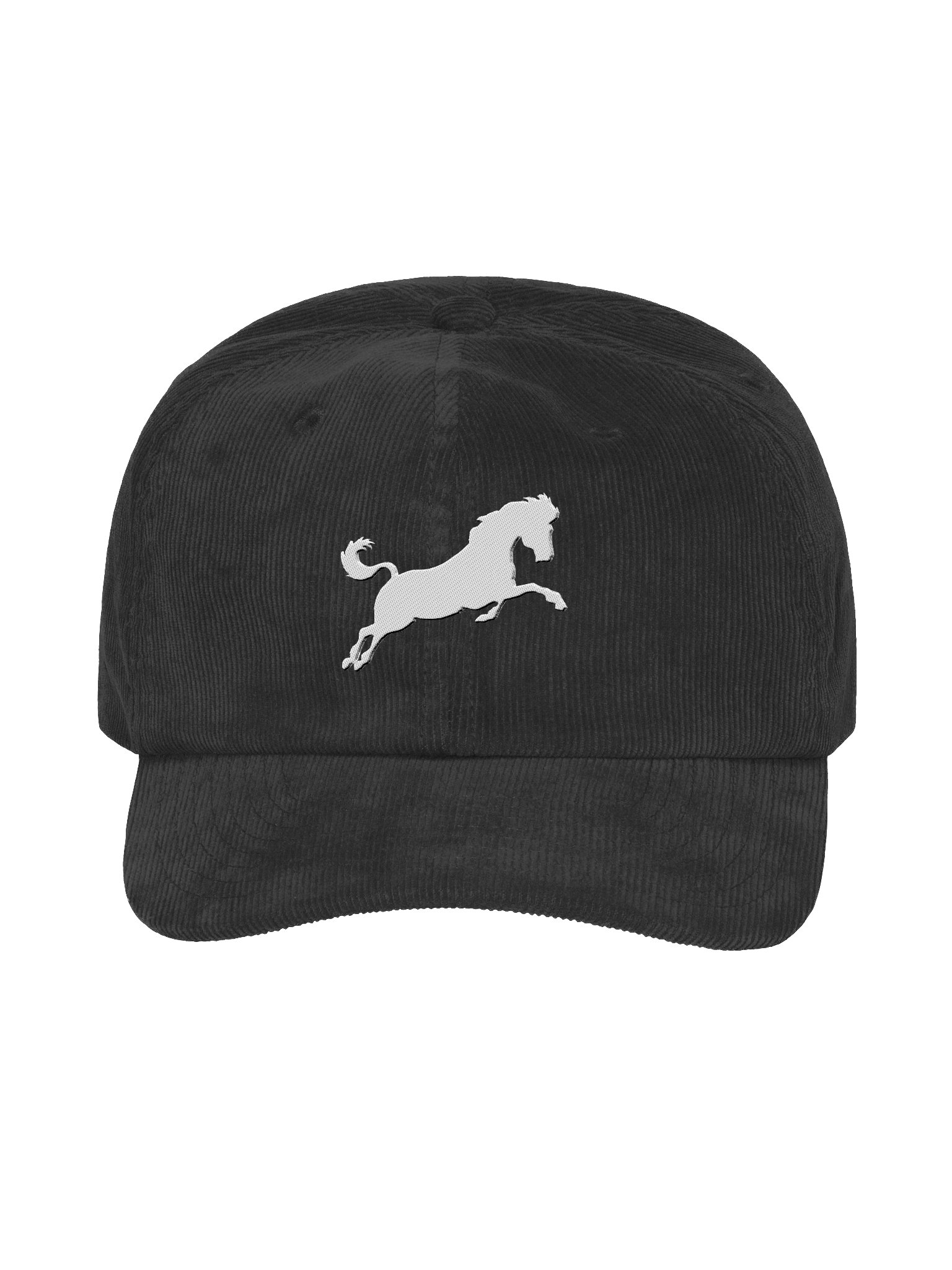 Leaping White Horse Embroidered Corduroy Dad Hat product image (1)