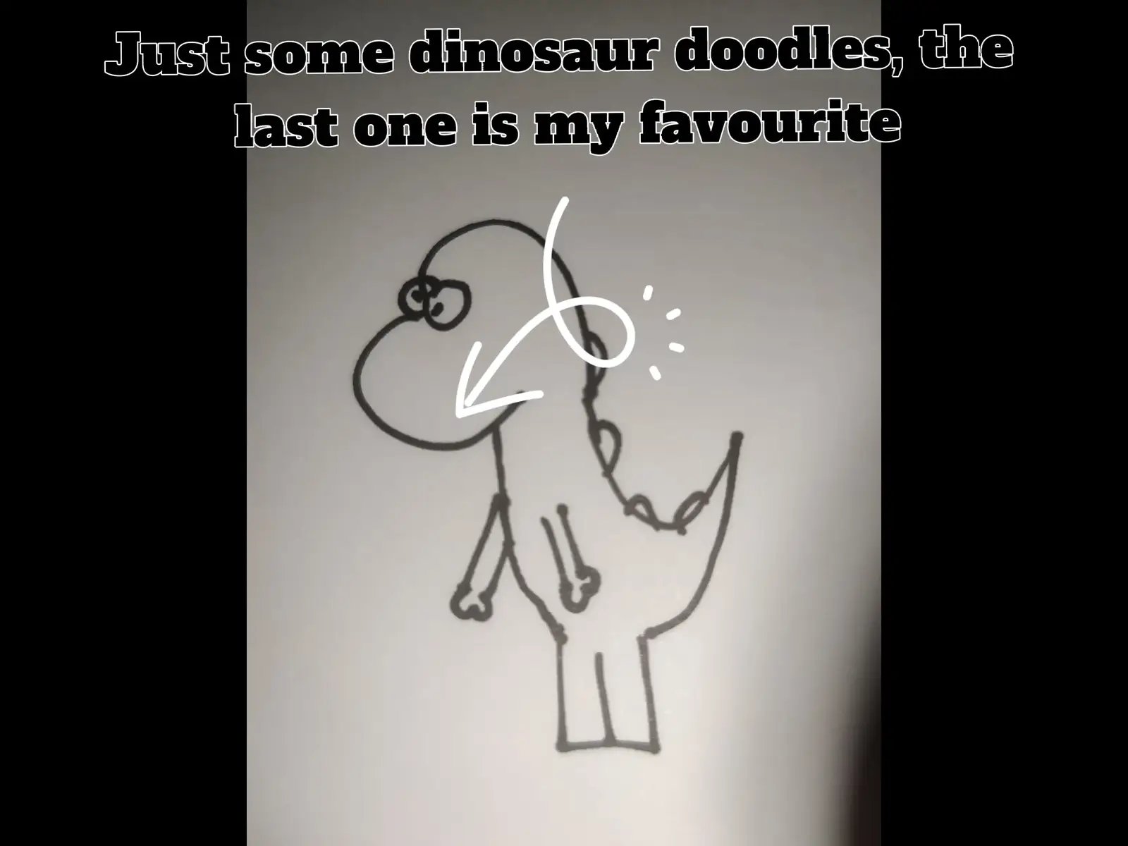 These are some dinosaur doodles I drew with a marker. Nothing special. Did you know that people who read my entire description are actually really cute? I think it's funny if you comment your favourite cat like creature in the comments to completely confuse others. Cause people don't read these days, so let's prank them. I love you  #meow #dinosaurs #drawing #fyp #OneOfUs 