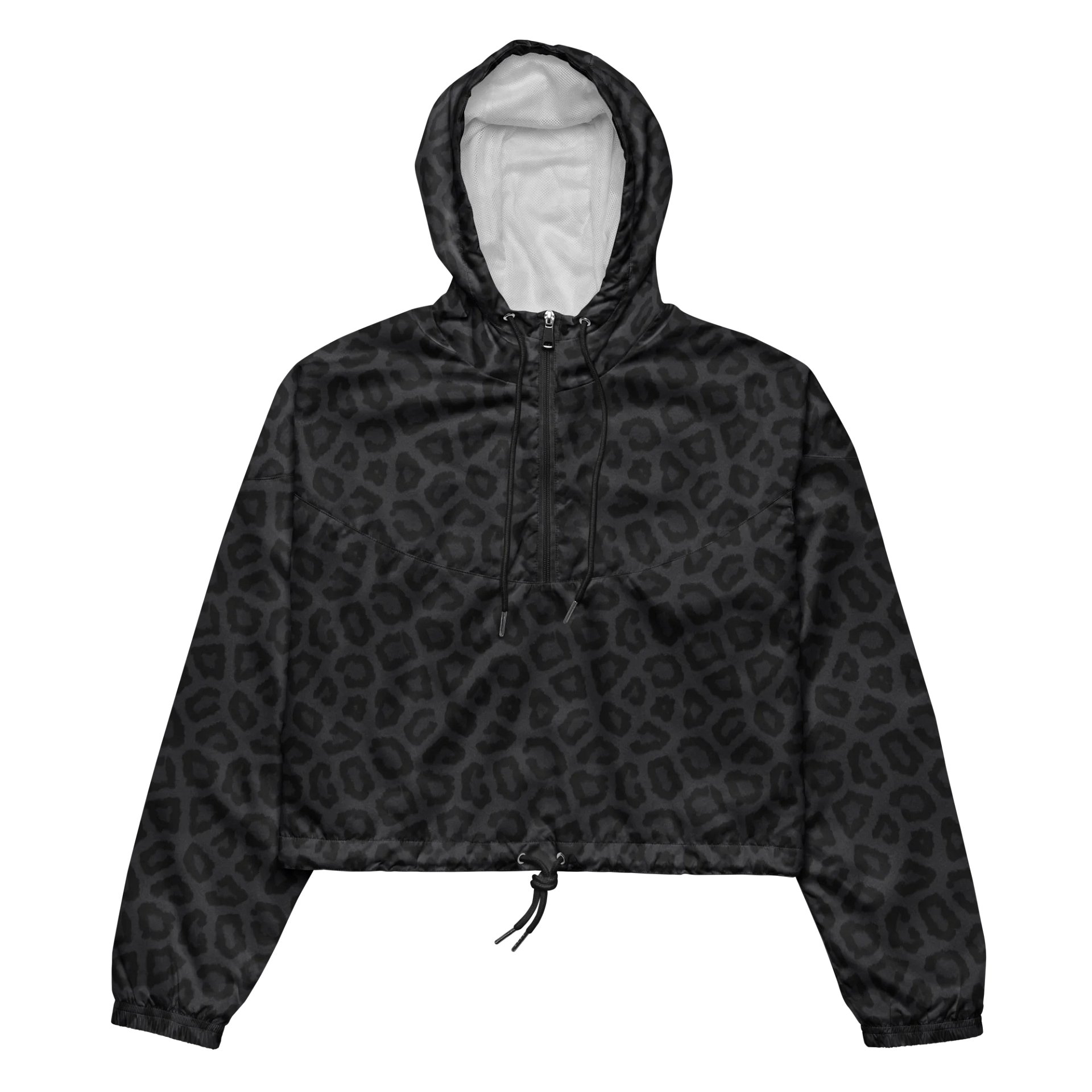 Stylish Black Leopard Women's Cropped Windbreaker product image (2)