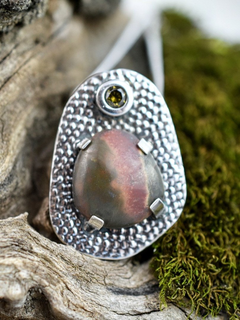 Sterling Silver Red Creek Jasper Pendant – Unique Beauty with a Sparkle product image (1)