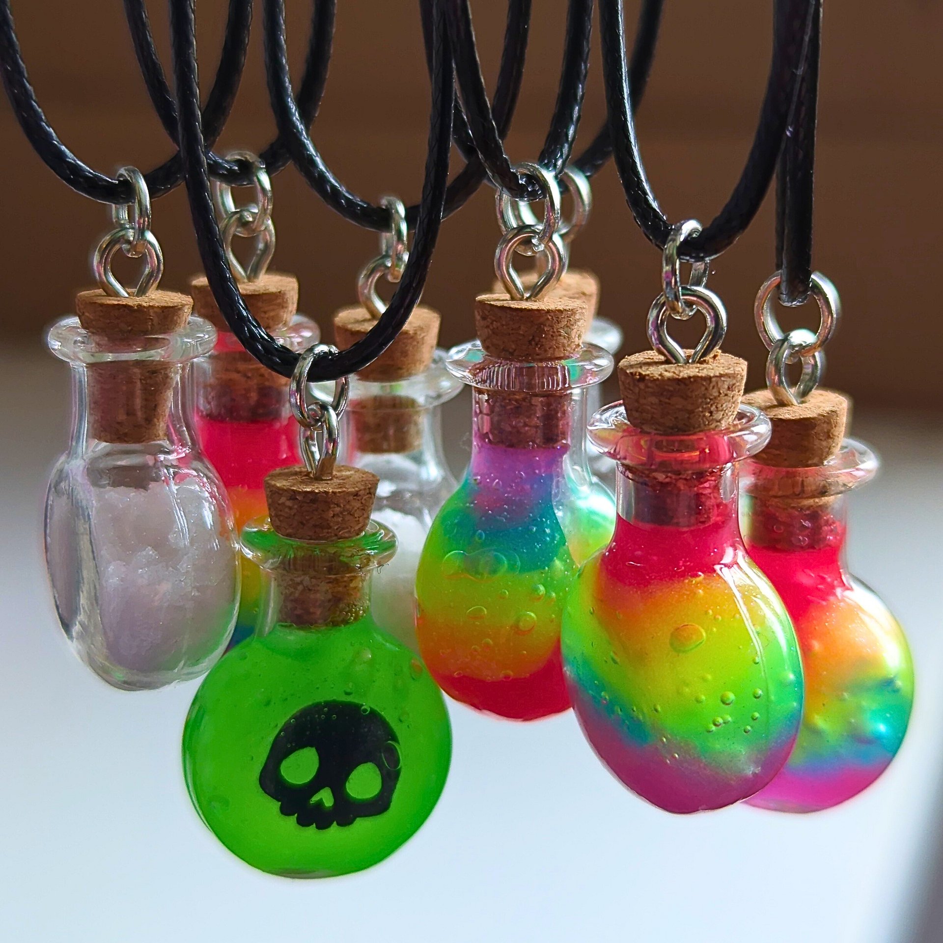 Glowing (Protection) Salt in a Mini Potion Bottle - Necklace ~ Whimsical Accessory ~ Handmade & Witchy - Made in AVL product image (2)