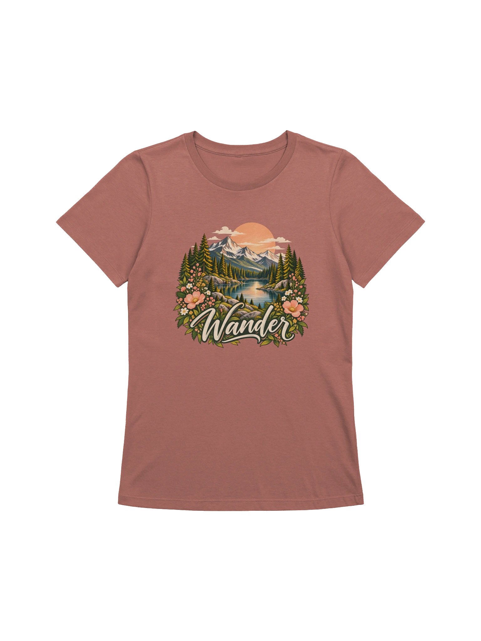 ORLUMIQ Wander Adventure T-Shirt | Women's Mountain Lake Graphic Tee – Mauve product image (2)