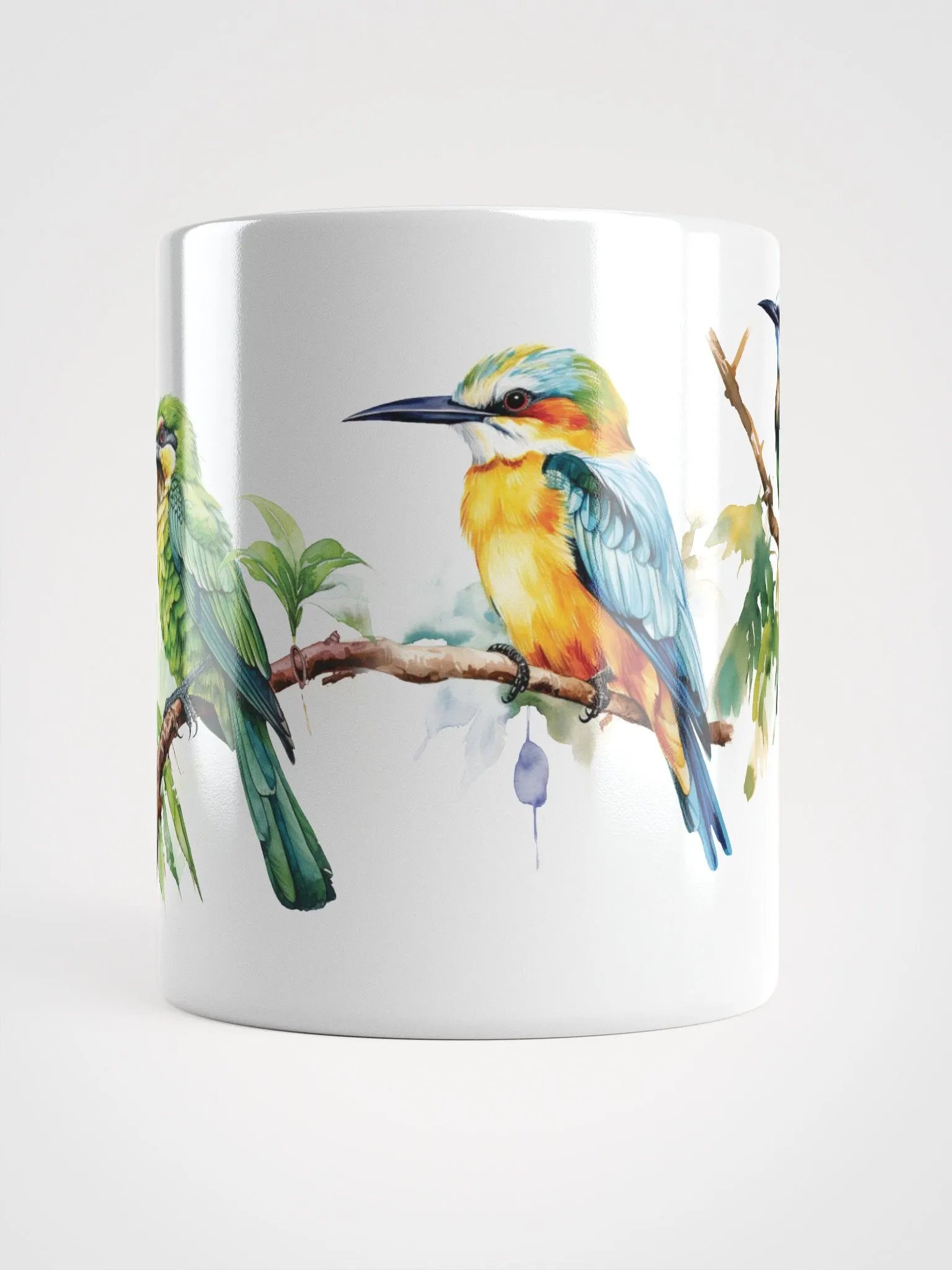 Vibrant Tropical Aviary White Glossy Mug product image (2)