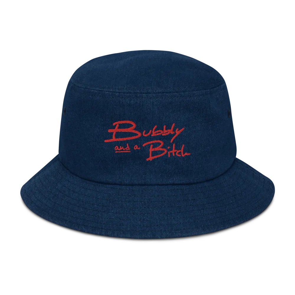 Bubbly and a B*tch (red) embroidered denim bucket hat product image (21)