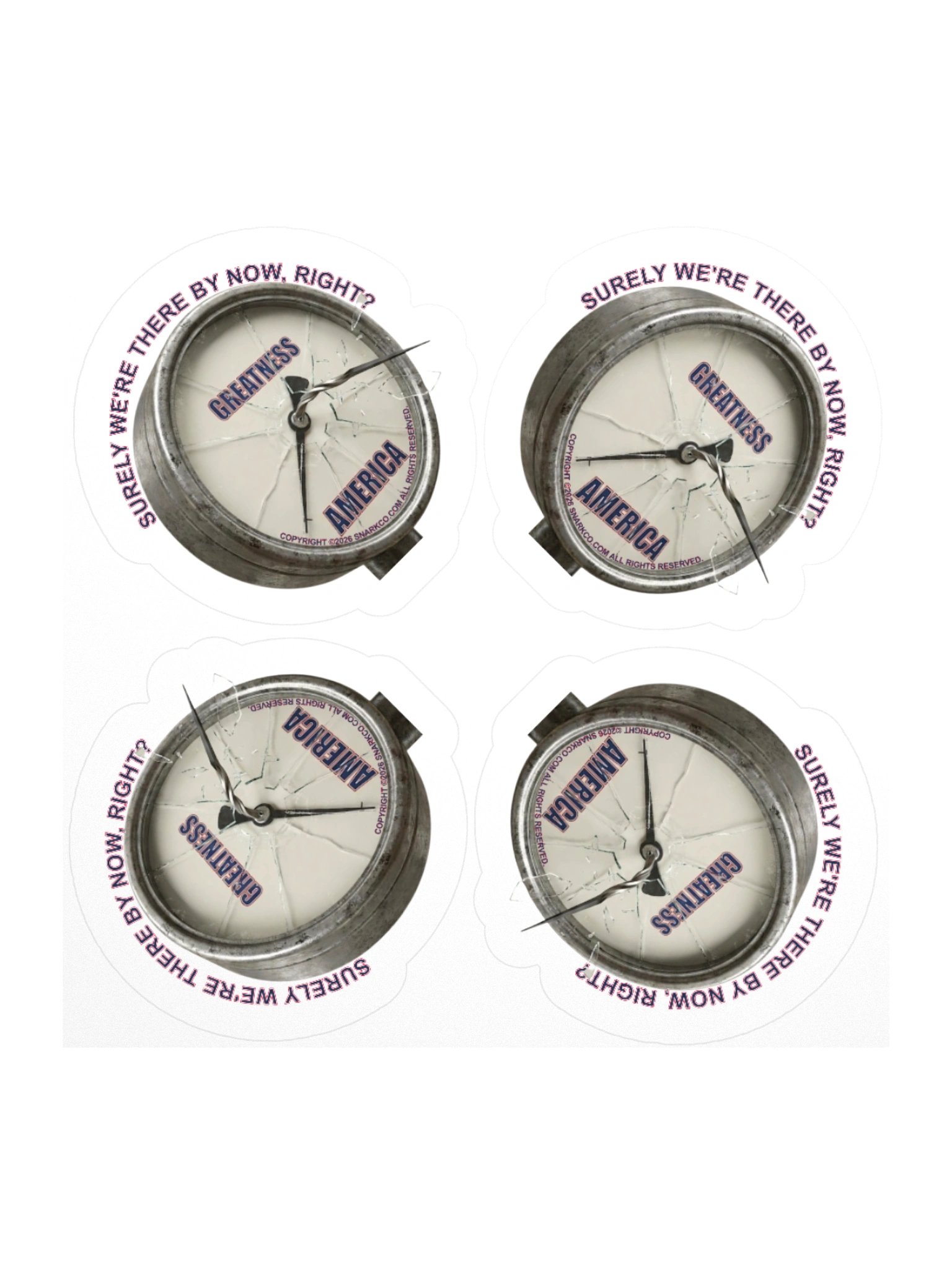 Stickers on white background say: "Surely we're there by now, right?" product image (1)