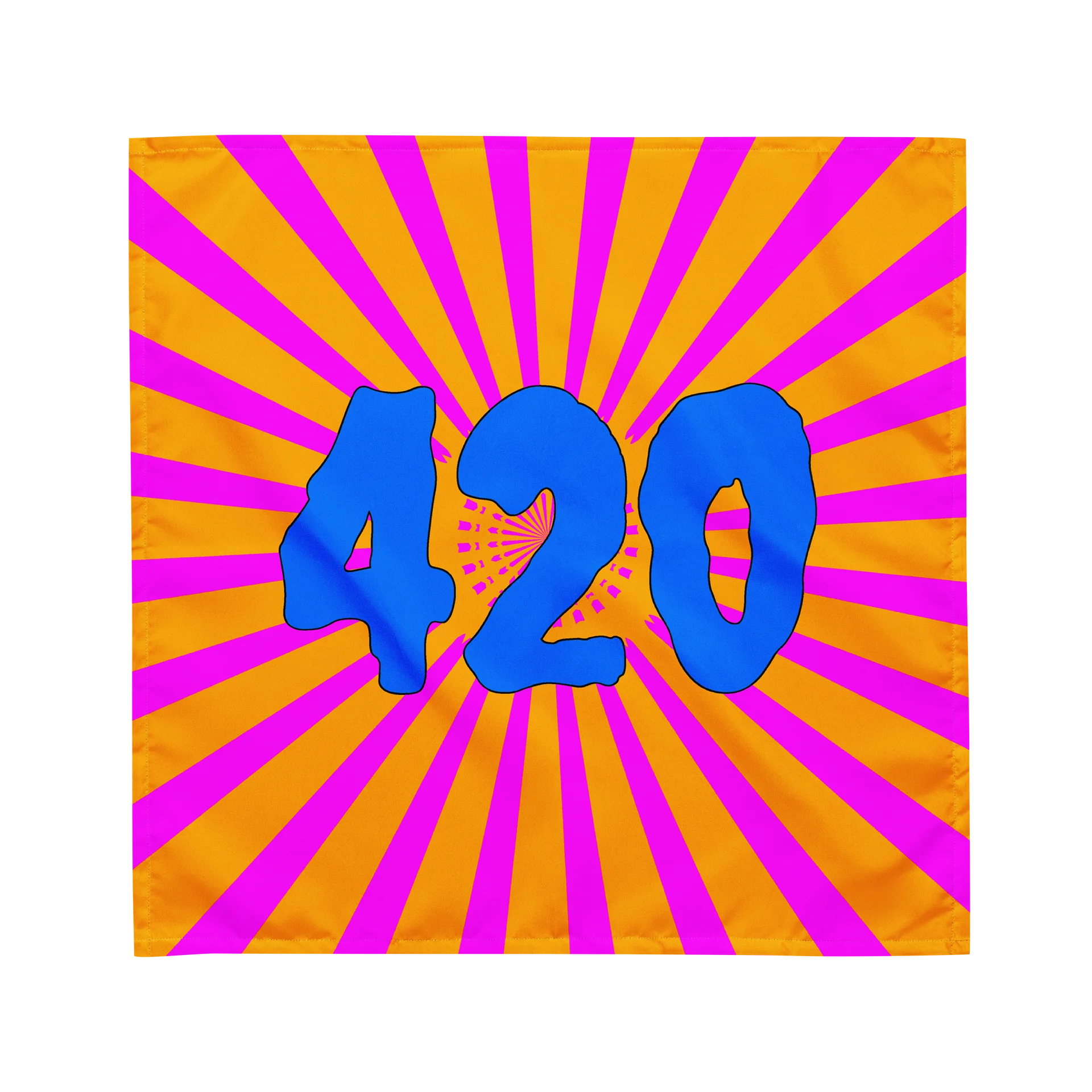 420 Cannabis Circus Stripes Bandana, Stoner Sideshow Summertime Accessory, Weird Weed Carnival Magenta Orange Blue Twisted Budz Ganja Art product image (1)