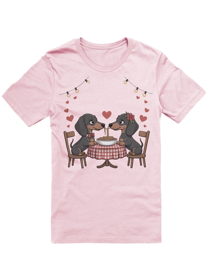 Dachshund Pasta Date Shirt – Romantic Wiener Dog Valentine T-Shirt, Cute Dog Lover Gift for Couples product image (1)