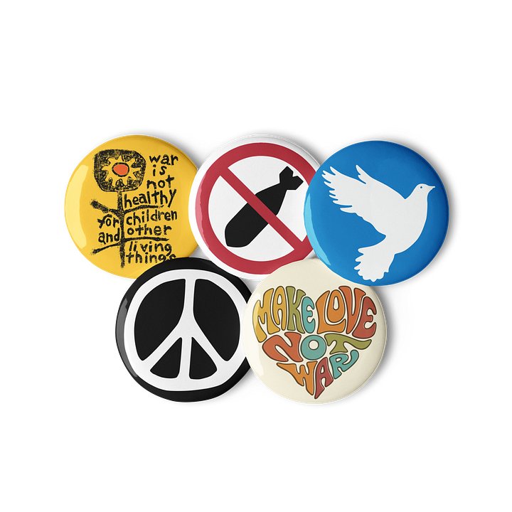 War Protest pins set of 5 2.5 Inch buttons product image (2)