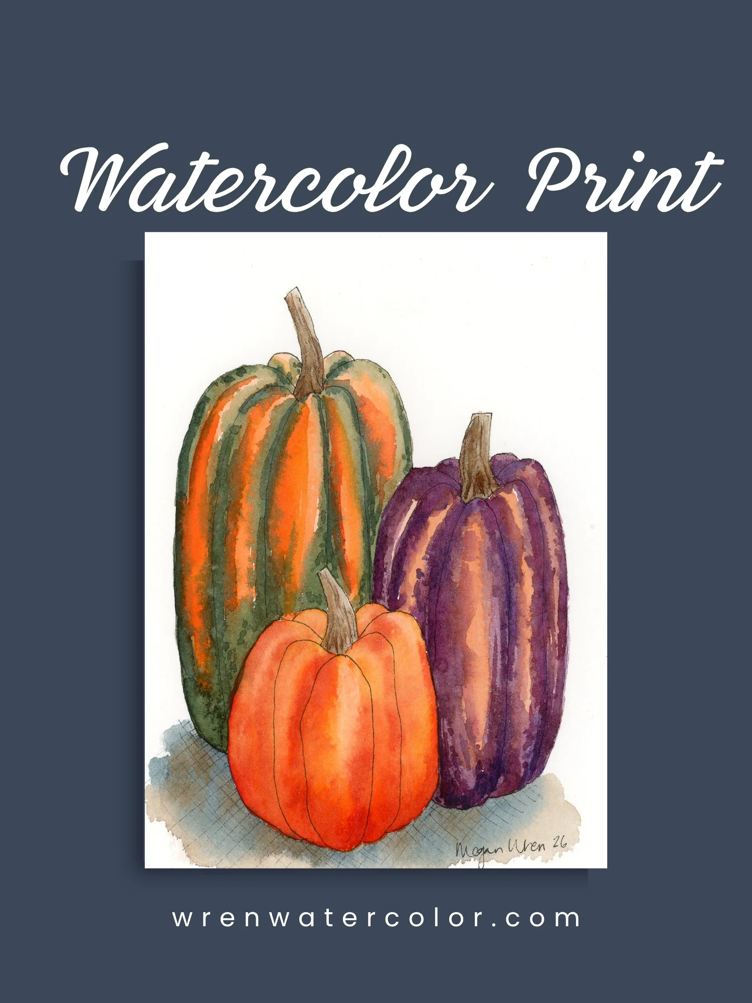 Fall Pumpkin Watercolor Print - Colorful Harvest product image (1)