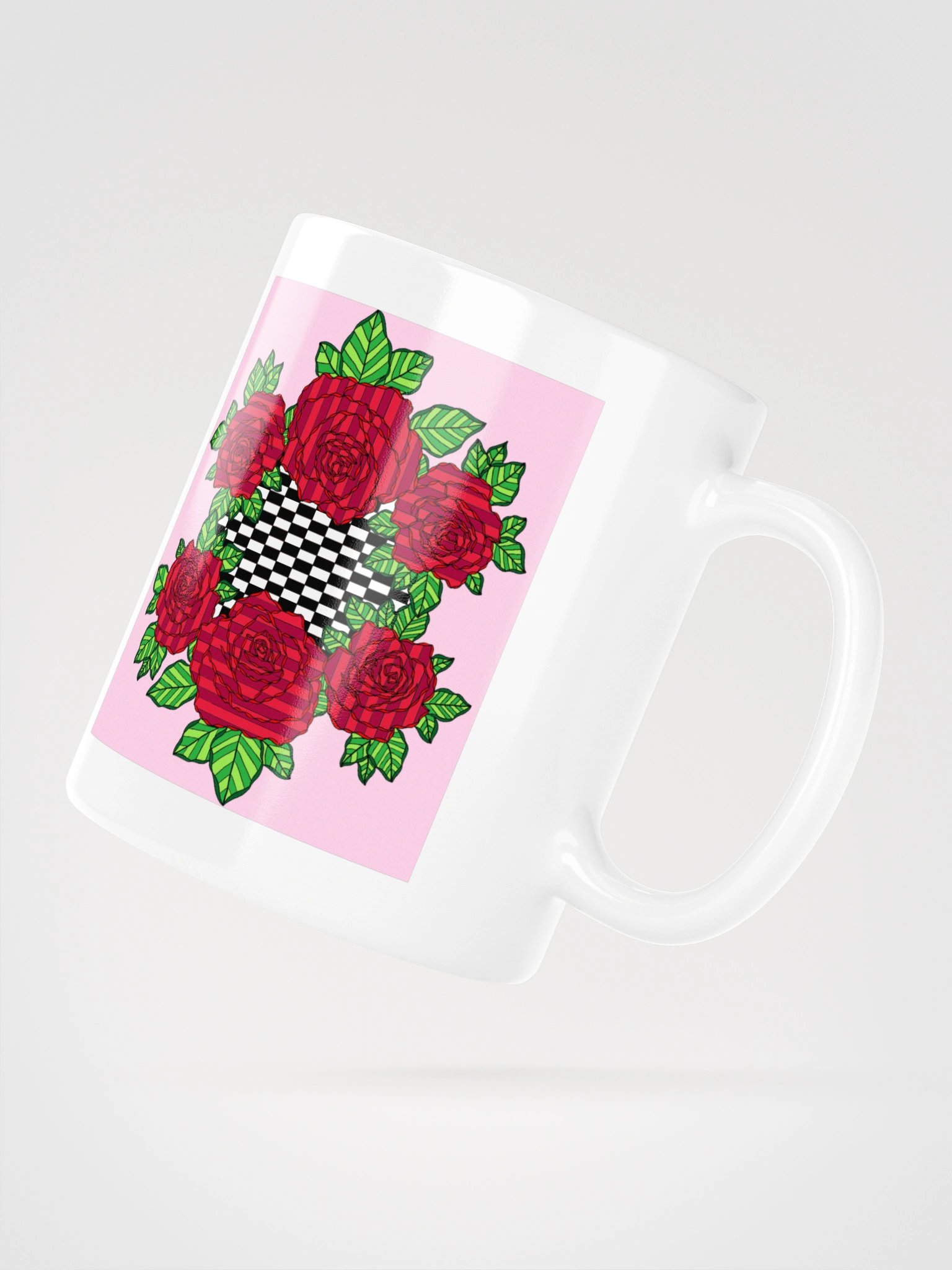 White Glossy Mug (Rose-Pink) product image (4)