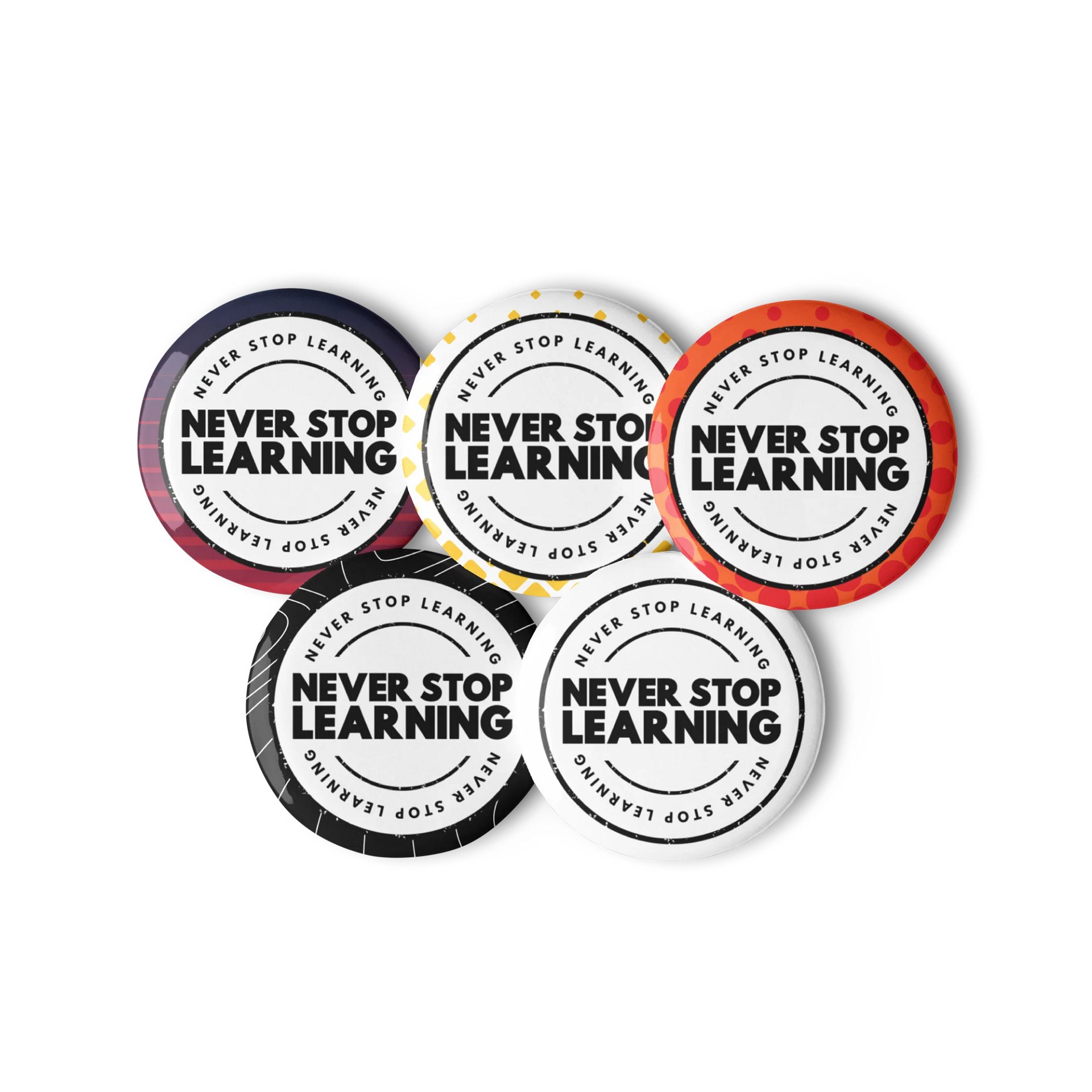 Never Stop Learning • Motivational Pin Button Set product image (1)