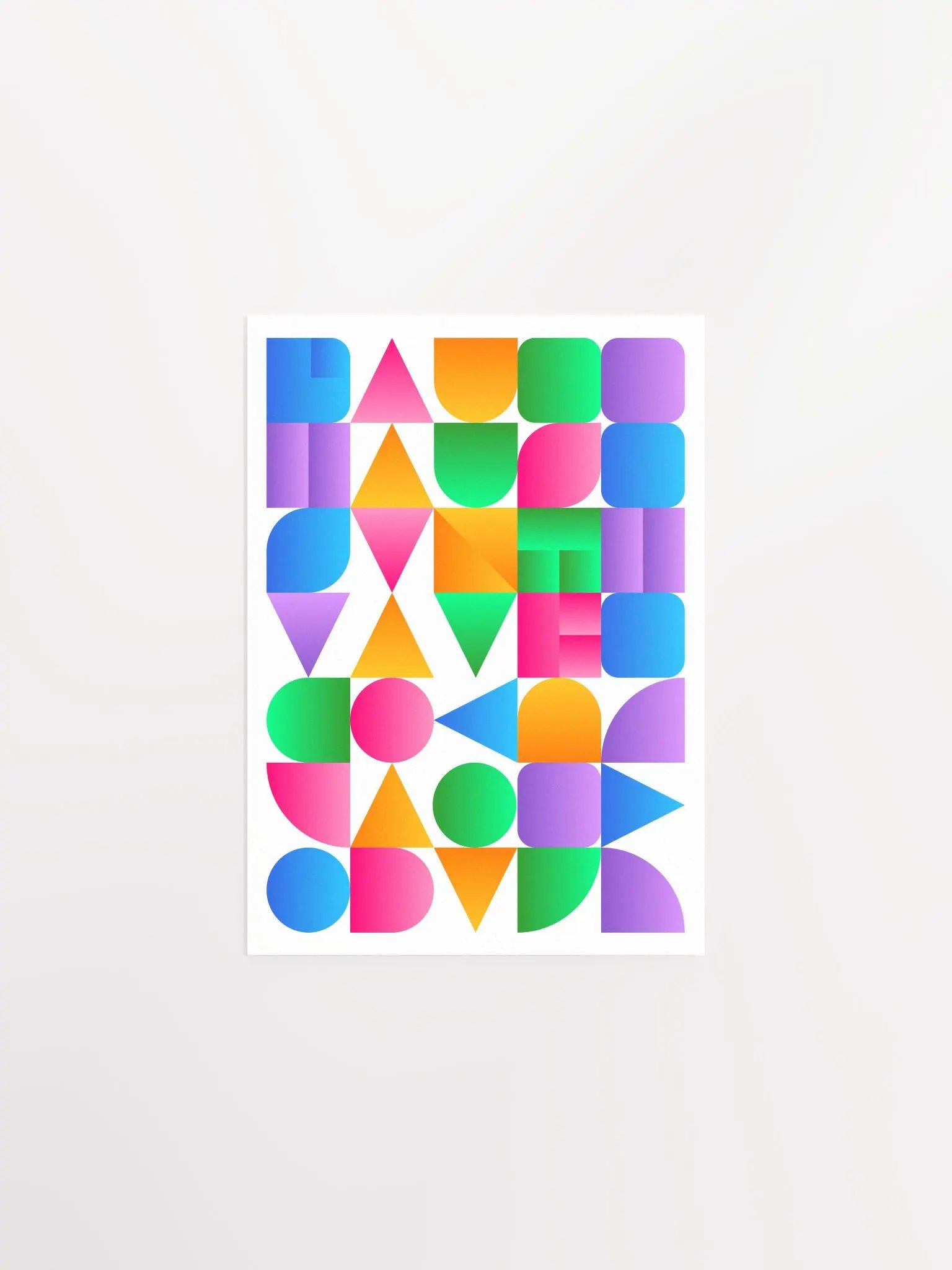Synthwave Bauhaus Rainbow poster #2 (pink-blue-yellow) — abstract poster, retrowave print, vaporwave geometric art, 1980s print, 1930s decor product image (6)