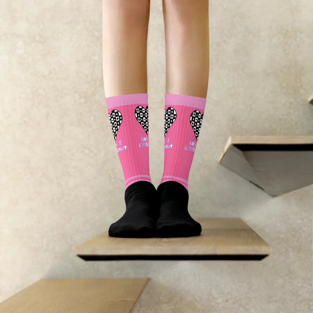 Pink Checkered Heart Socks (Unisex) product image (8)
