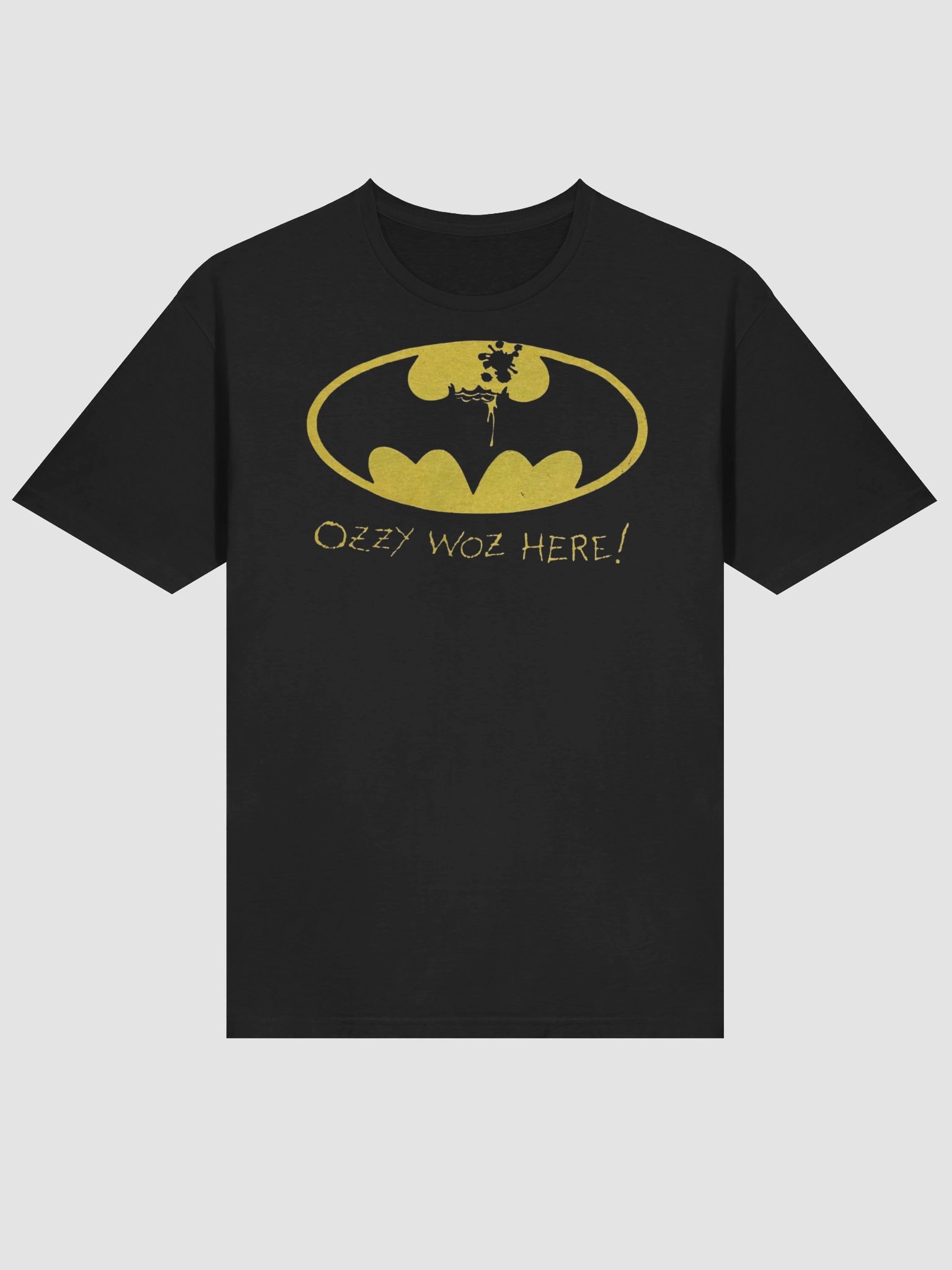 Ozzy Osbourne T-Shirt Ozzy Woz Here Batman Parody | Prince of Darkness Tribute Heavy Metal Graphic Tee | Black Sabbath Collector Shirt product image (3)