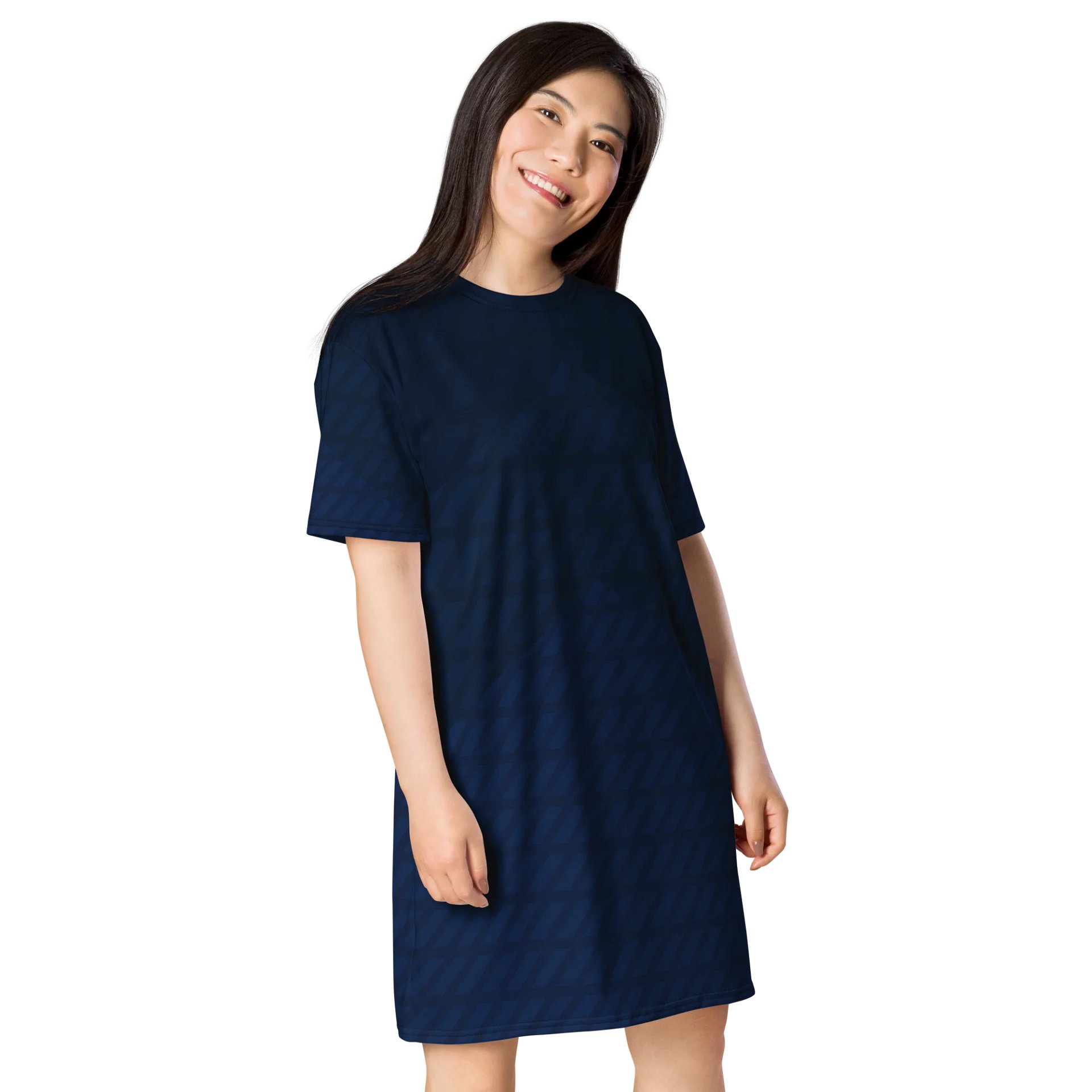 Exclusive Blue Oversized T-Shirt Dress with Diagonal Stripes - Sizes 2XS-6XL product image (4)