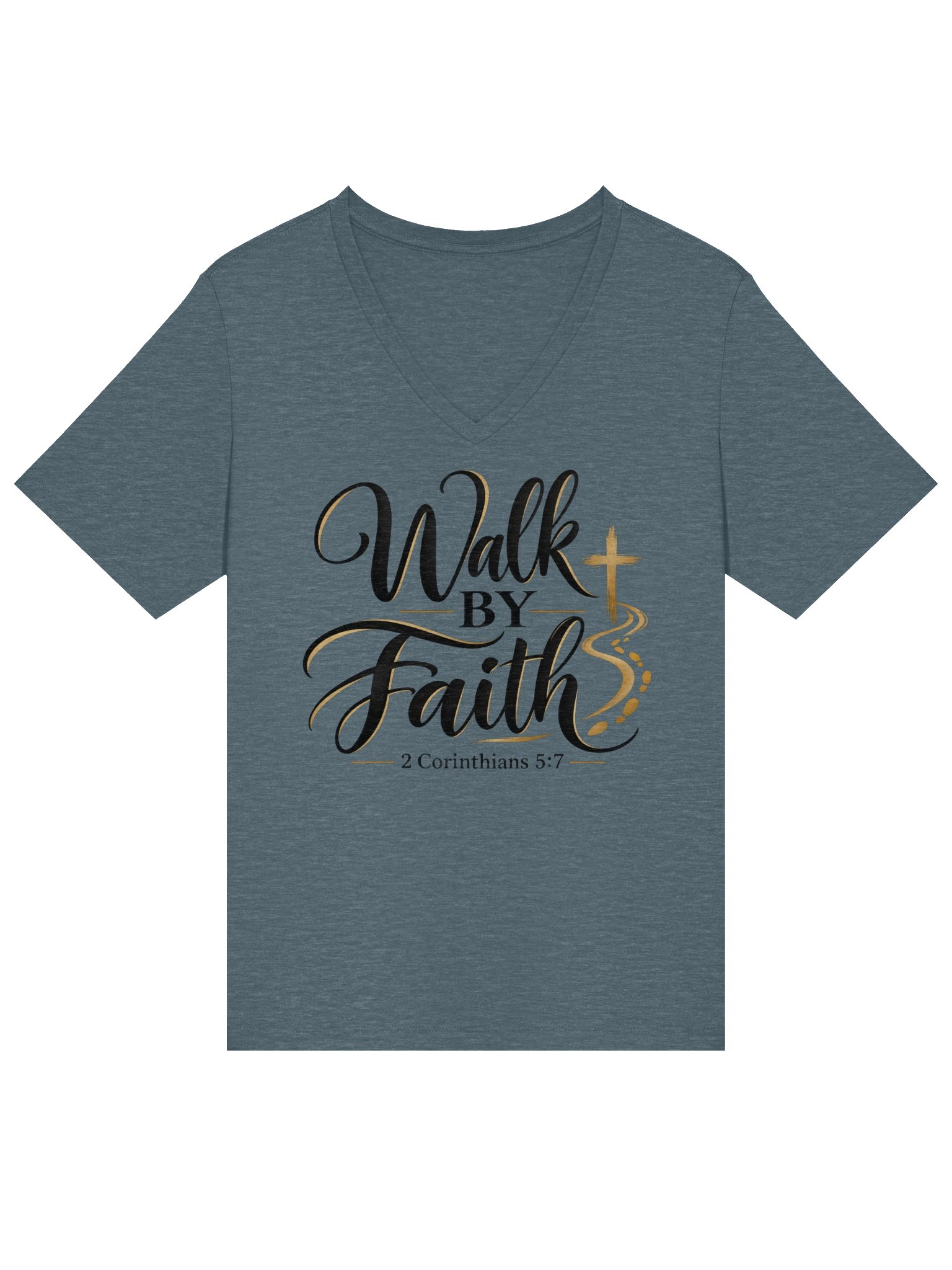 Walk by Faith Christian T-Shirt - 2 Corinthians 5:7 Faith-Based Graphic Tee product image (4)