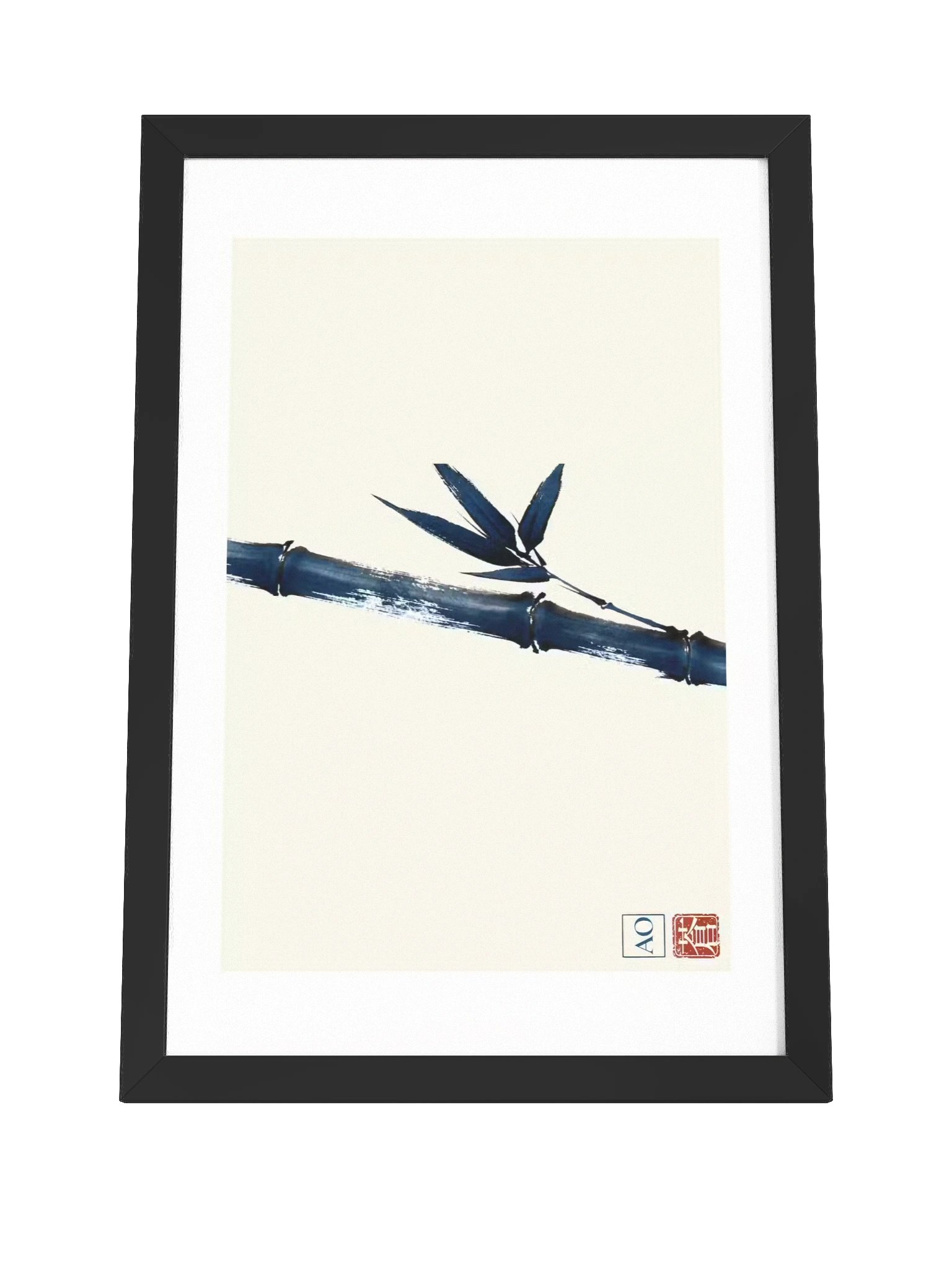 Japanese Ink Art Print | Indigo Bamboo No.06 | Framed Wall Art - AO Japan Blue product image (4)