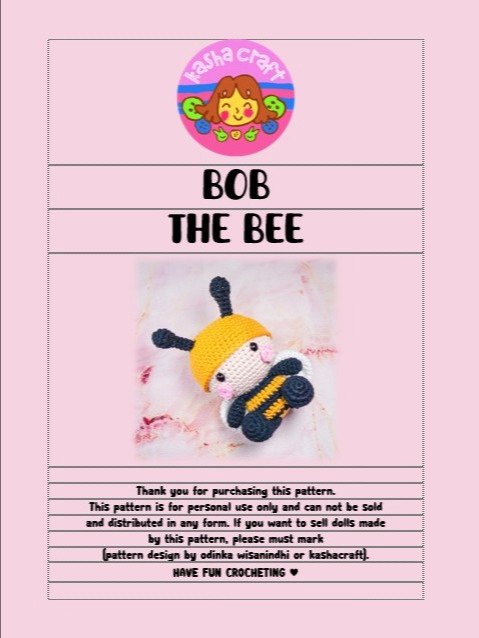 Bob The Bee Amigurumi Crochet Doll Written Pattern Instruction product image (2)