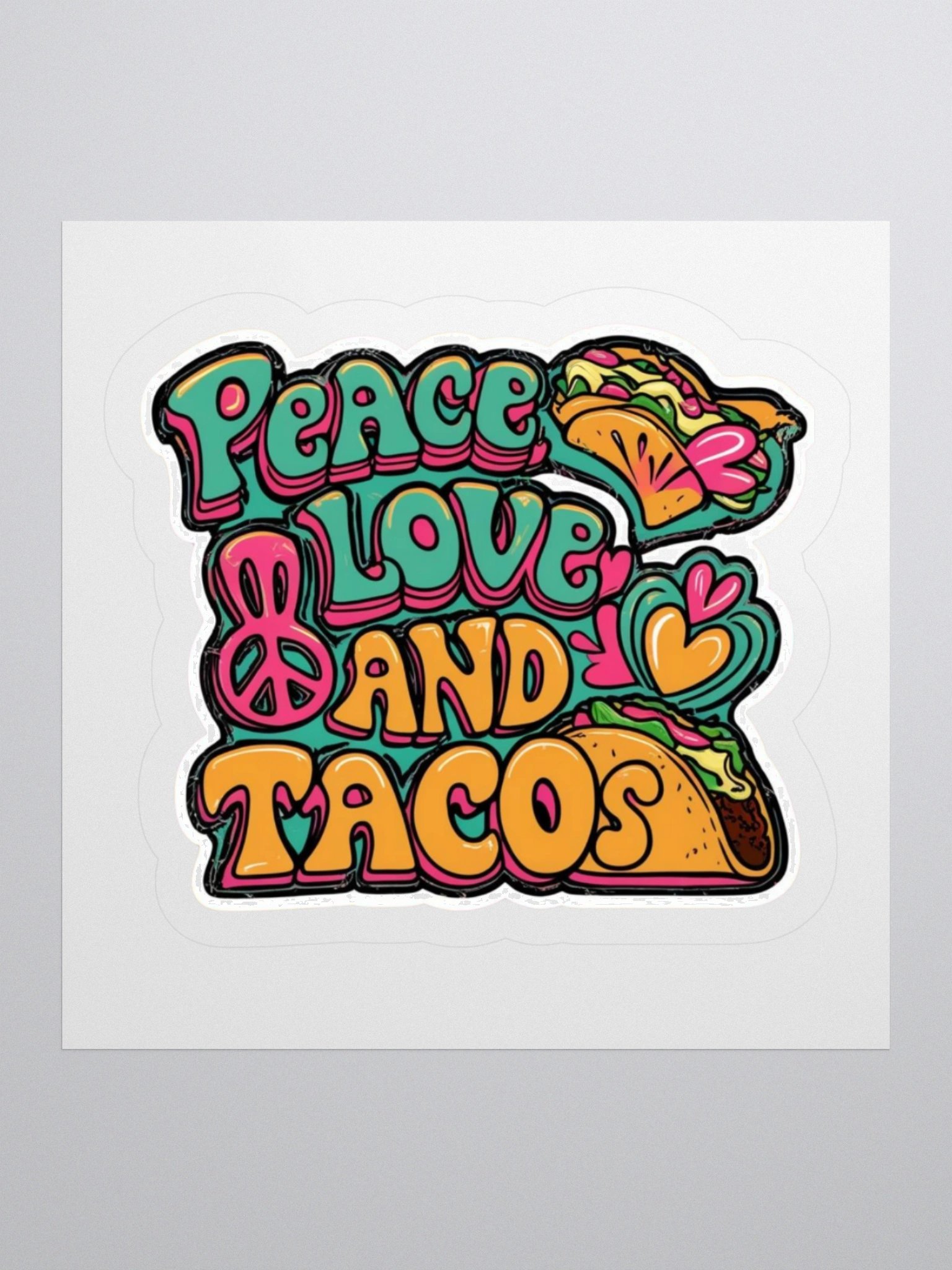 Peace, Love and Tacos - Groovy Kiss Cut Stickers product image (2)