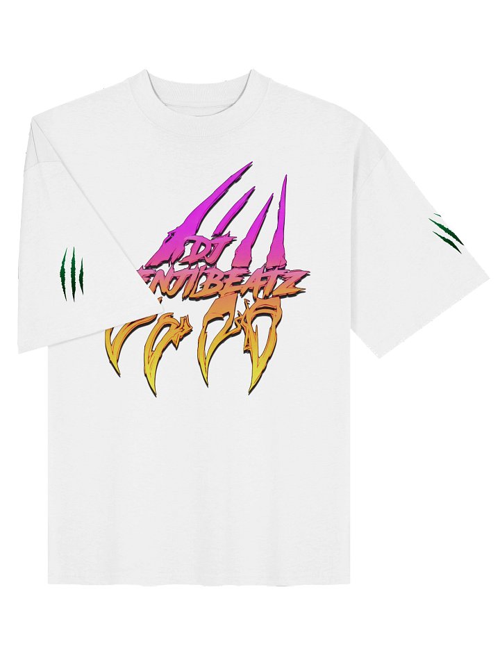 Neon "DJ Benji Beatz Claws Logo with Green Sleeve Scratches" Stanley/Stella Unisex Organic Oversized T-Shirt product image (1)