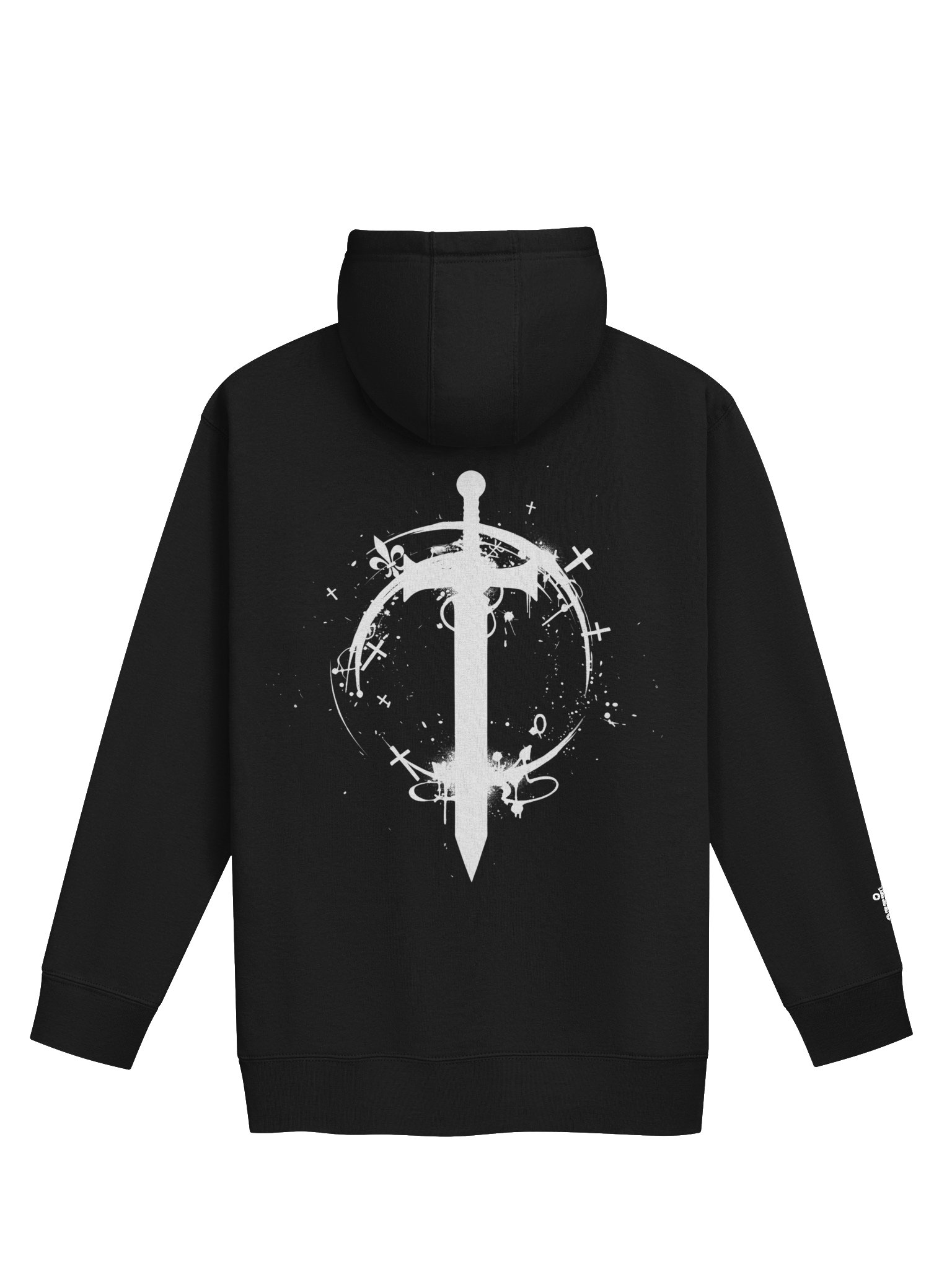 ONE KING Crusader Silhouette Premium Soft Blend Hoodie with embroidered sleeve logo white print product image (1)