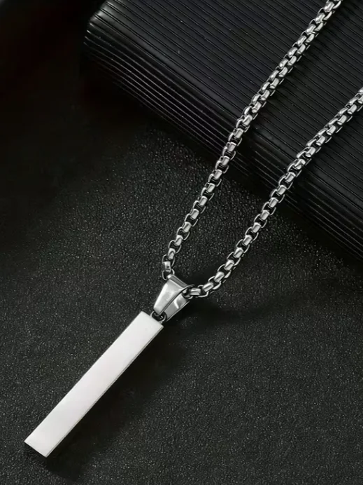 Stainless Steel Rectangular Pendant Necklace product image (2)