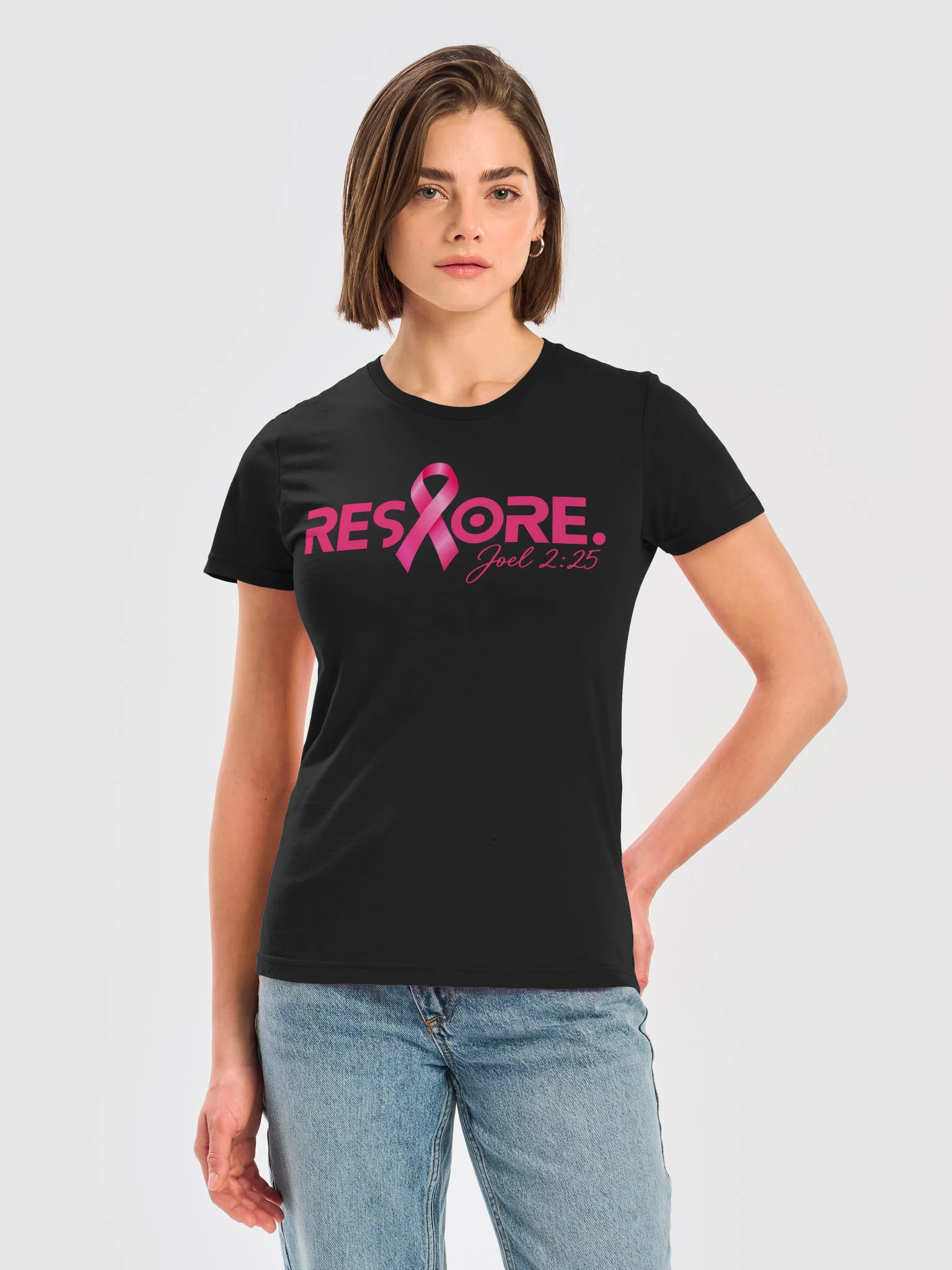 RESTORE. Breast Cancer Awareness Tee — Joel 2:25 | Inspirational Christian Streetwear product image (14)
