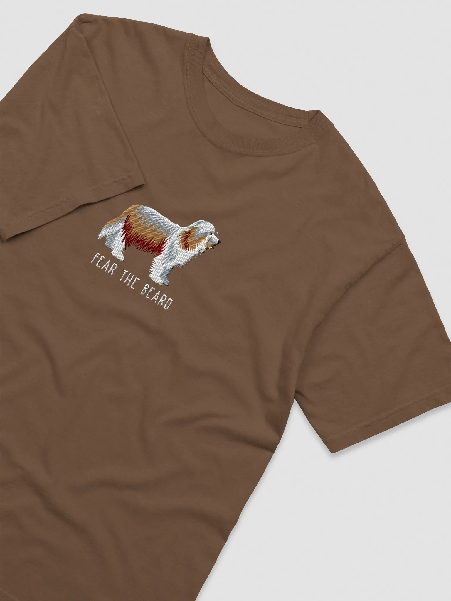 Fear the Beard T-Shirt(Embroidered) of a Bearded Collie(Tan) product image (6)