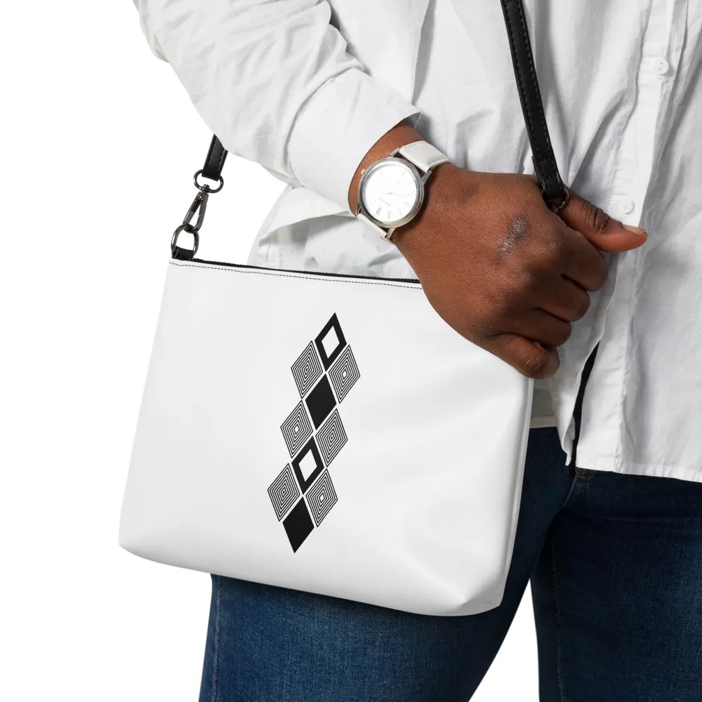 Black and white triangle design crossbody bag product image (9)