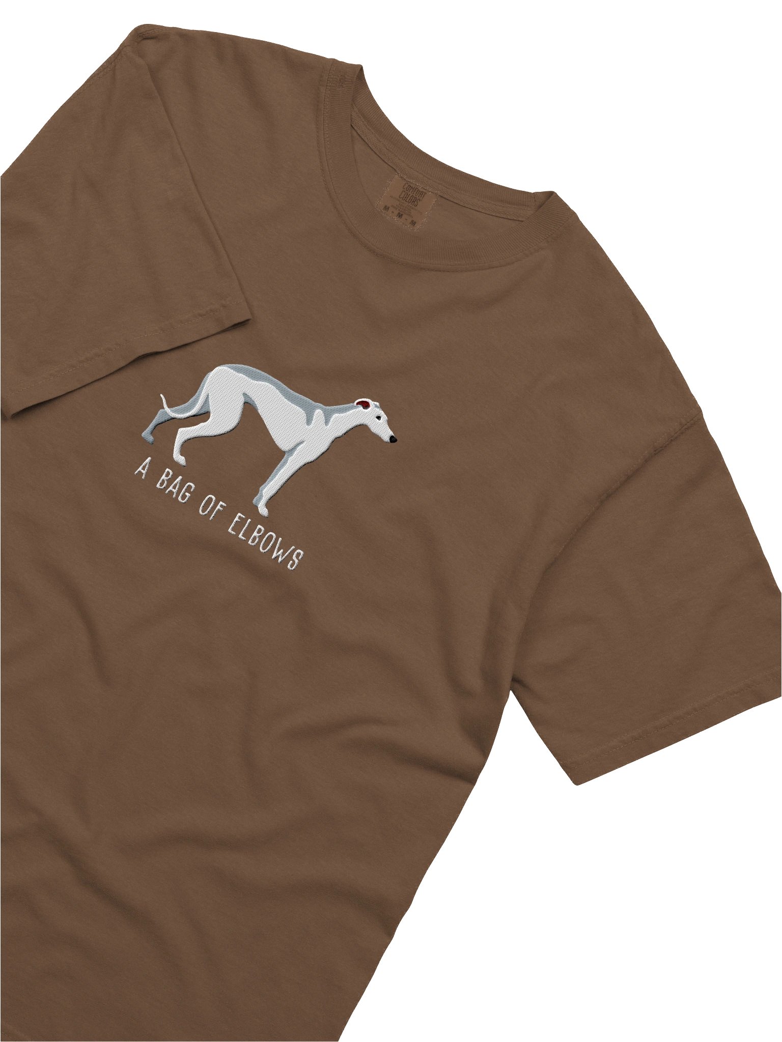 A Bag of Elbows T-Shirt(Embroidered) of a Greyhound(White) product image (8)