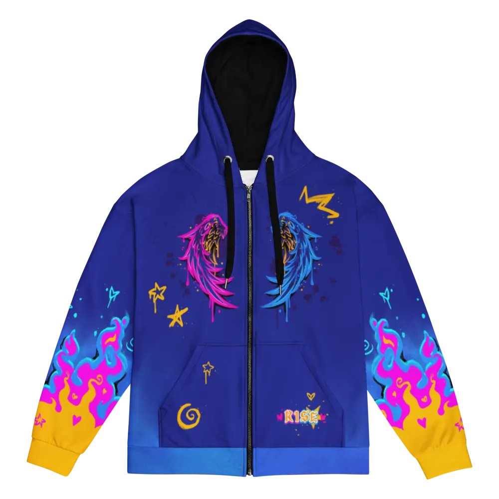 RISE Collection: Subtle Pansexual Pride Phoenix Zip Hoodie - BLUE product image (3)