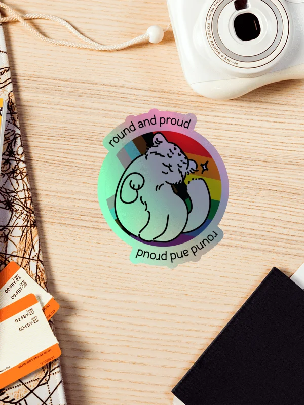 Round and Proud Manul Holo Sticker - Pride Flag Version product image (4)