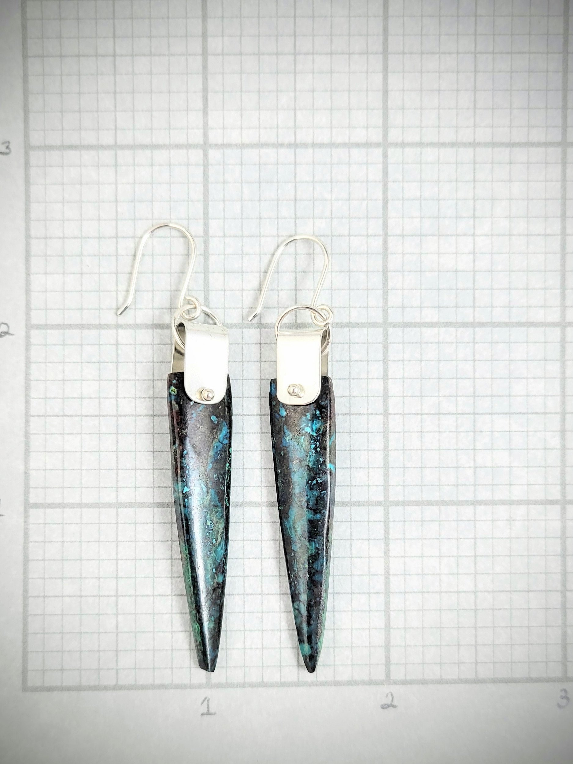 Sterling Silver Chrysocolla Point Earrings – Versatile Elegance product image (2)