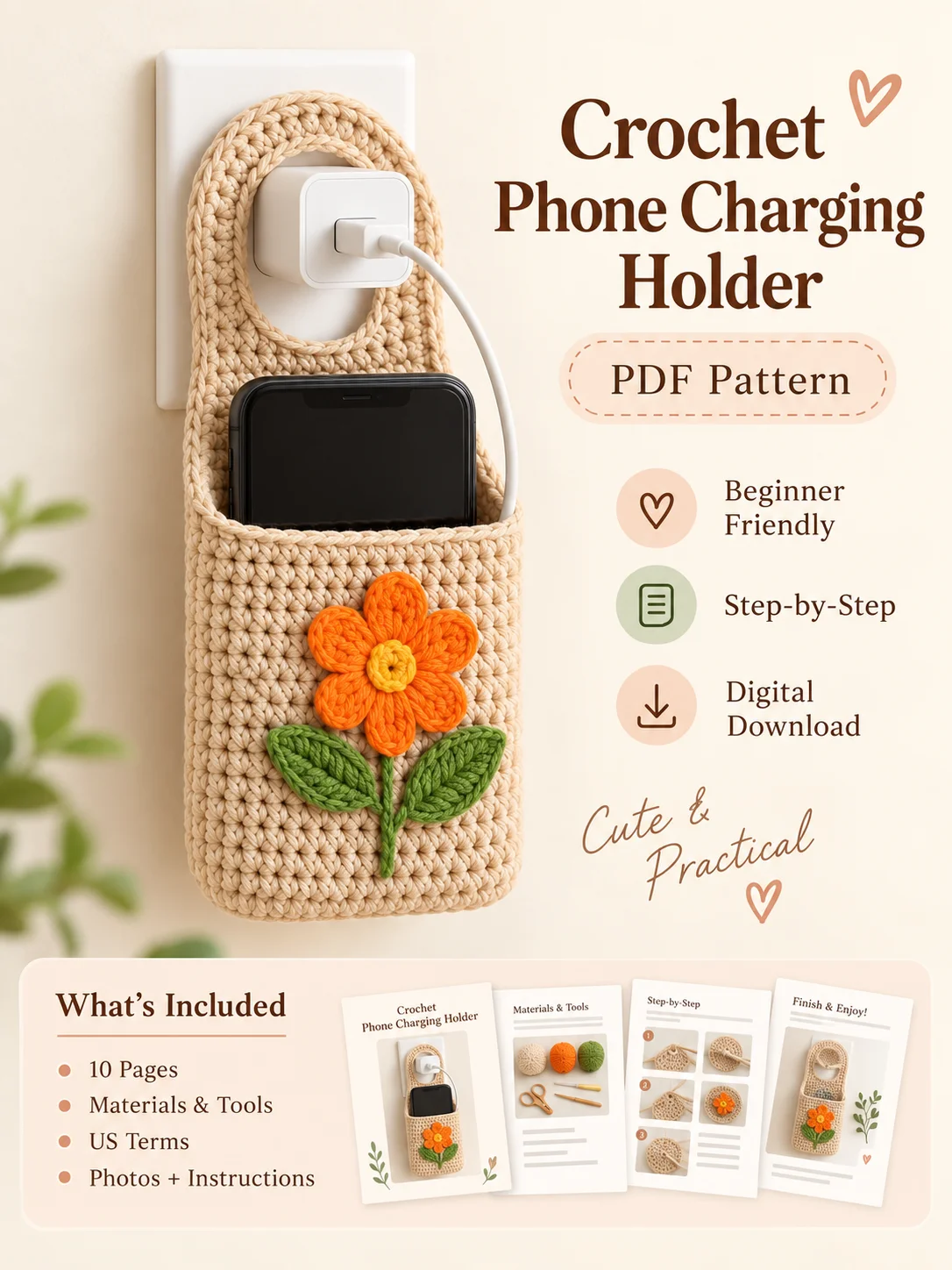 Crochet Phone Charging Holder PDF Pattern product image (1)