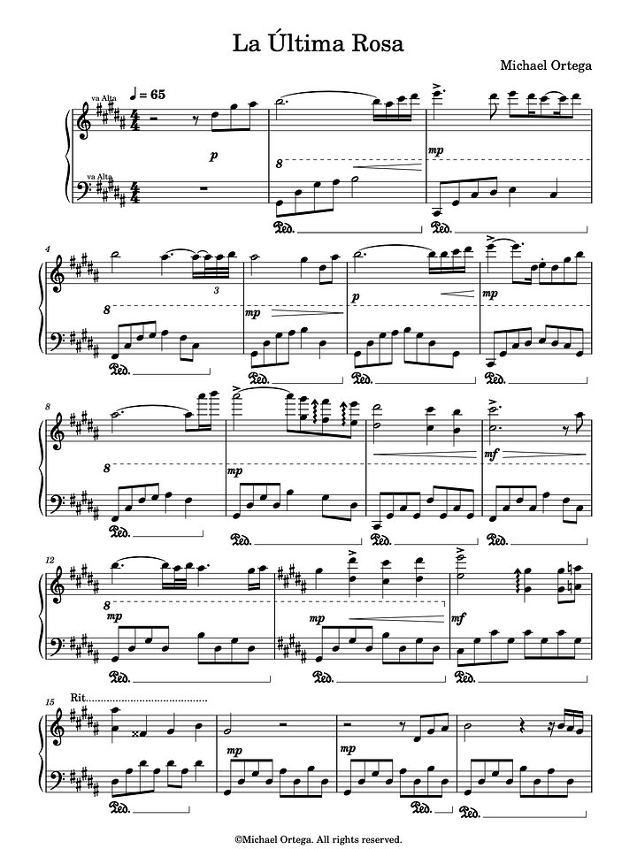 La Última Rosa (Piano Score) product image (1)