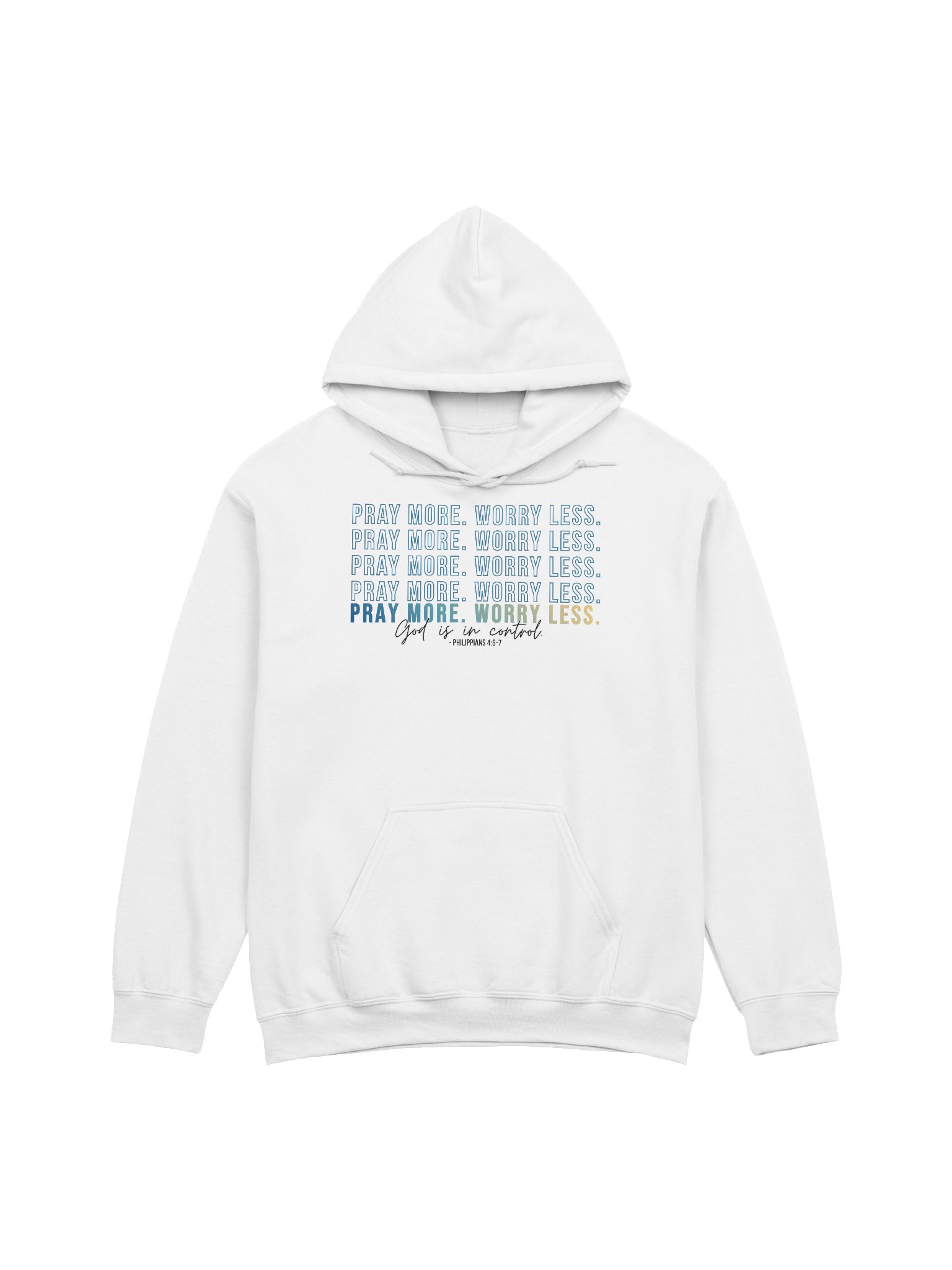 Pray More Worry Less 2.0 Hoodie - Unisex - Teal Gradient - Light Colors product image (2)