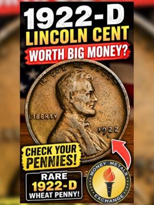 Check Your Pennies NOW! Rare 1922-D Worth Money Check your old wheat pennies carefully. The 1922-D Lincoln Cent is considered one of the most collectible and valuable pennies ever produced by the U.S. Mint. Some varieties of this rare coin continue to attract major attention from collectors and numismatists. Money Metals breaks down what makes this historic penny so important — and why people still hunt for it today. Money Metals Exchange  1922-D Lincoln Cent - Good to Fine . . . . . . . . . . . . . . . . . . . #PENNY #coincollecting #Numismatics #wheatpenny #abrahamlincoln #USMint #coinsworthmoney #coins