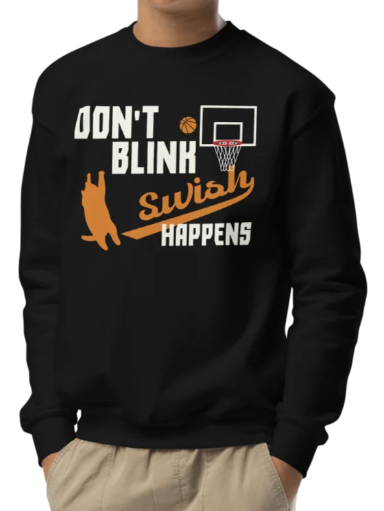 Basketball Cat (DON'T BLINK, Swish HAPPENS) - Unisex Youth Sweatshirt product image (2)