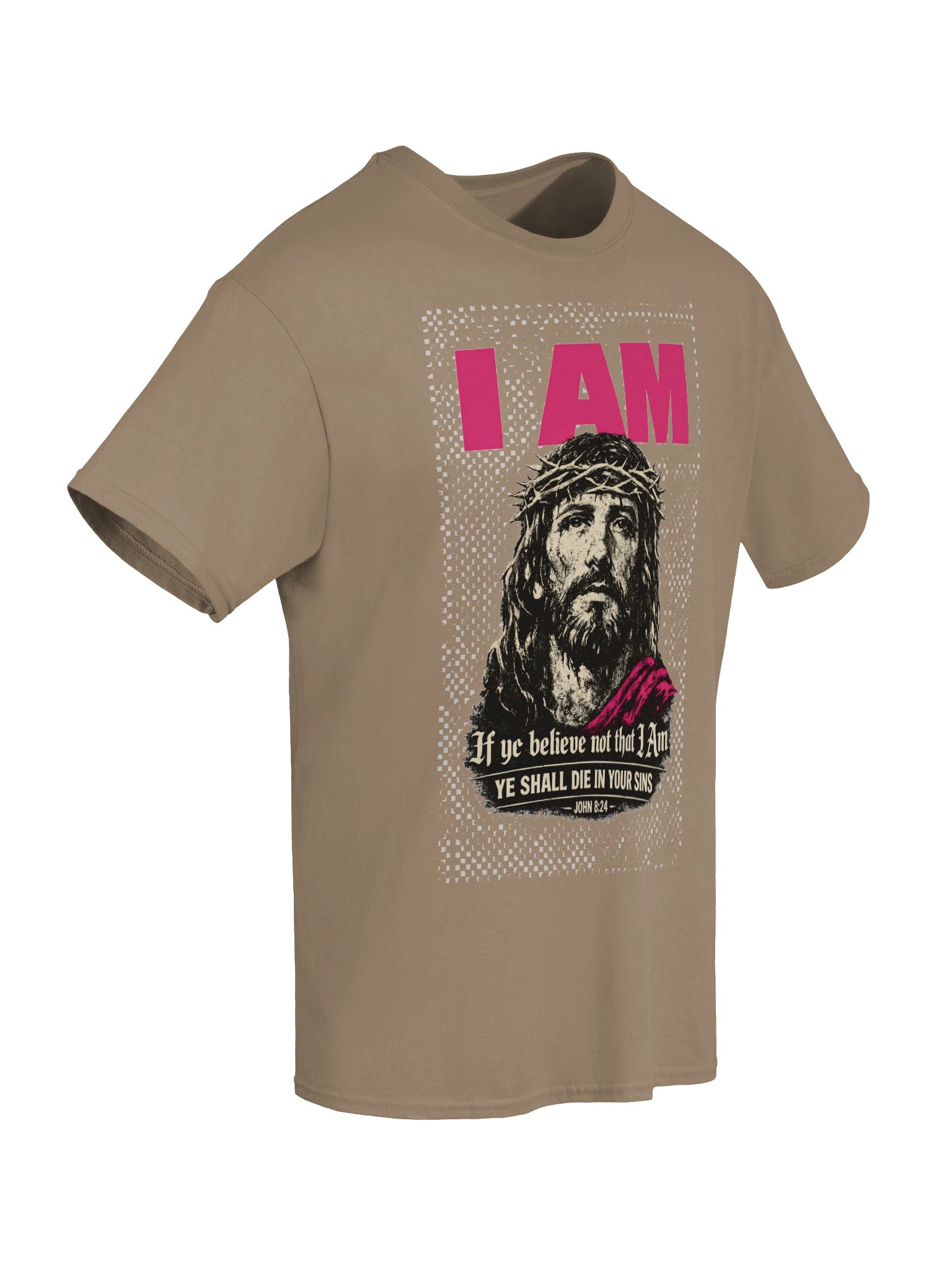 Jesus “I AM” T-Shirt – John 8:24 Bible Verse Christian Faith Graphic Tee, Artistic Christ Portrait Scripture Shirt, Inspirational Religious Apparel product image (3)