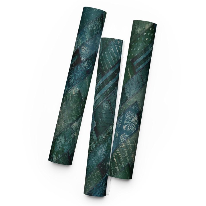 Elegant Vintage Green Blue Script Wrapping Paper product image (1)