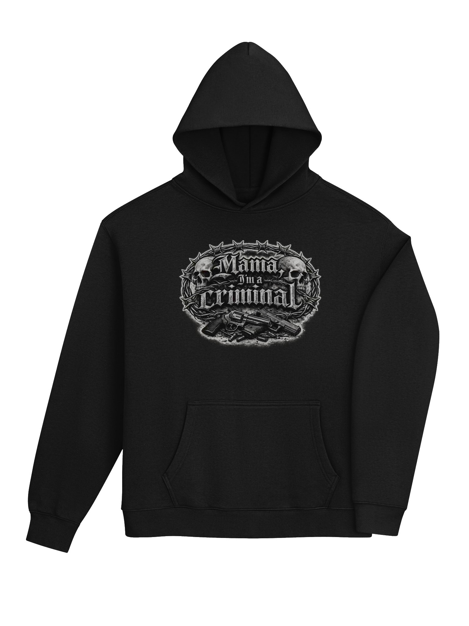 mama i'm a criminal premium hoodie black product image (4)