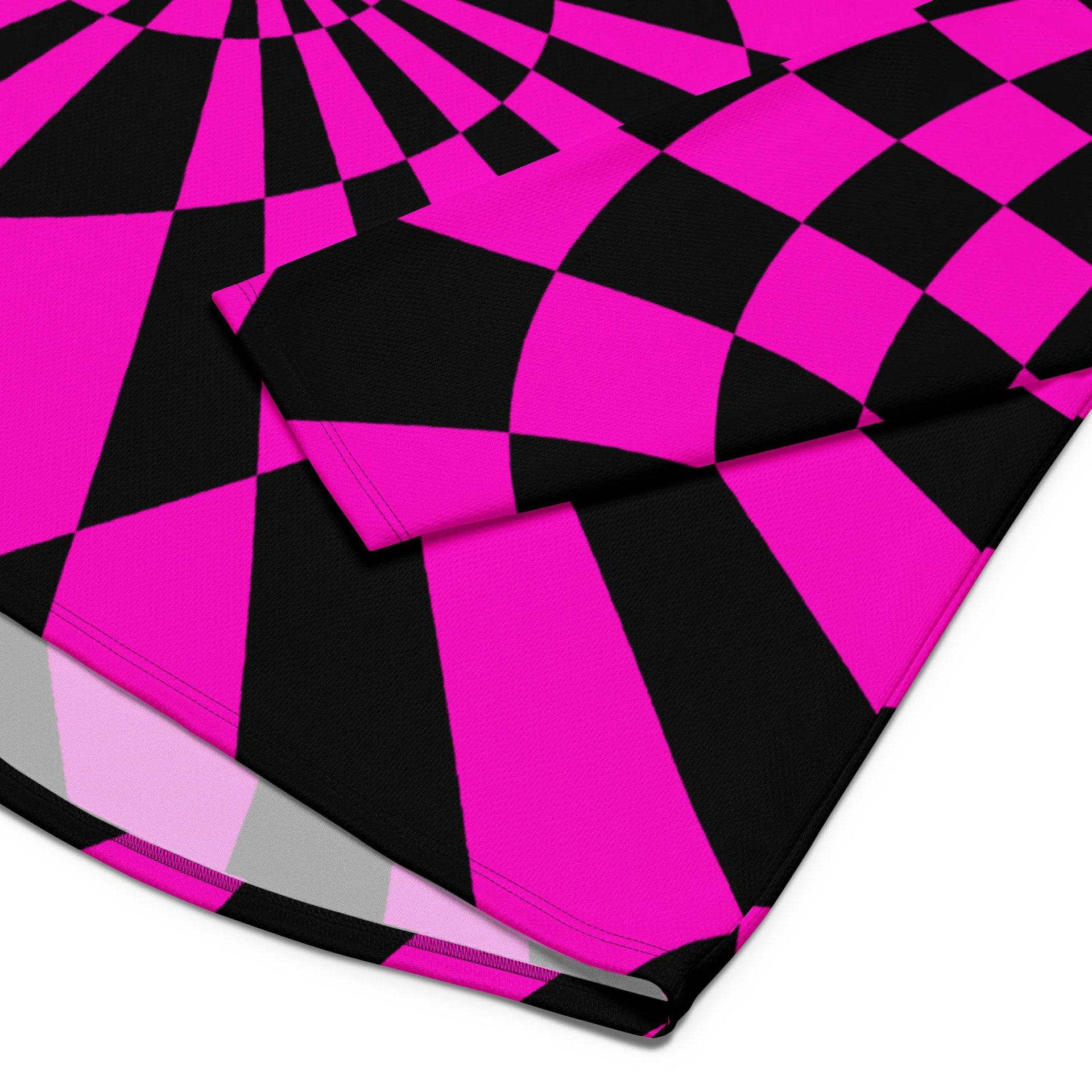 Trippy Techno Rave Hockey Jersey, Original Art EDM Shirt, Psychedelic Checkers Retro Top, Twisted Neon Pink Black Comfy Alternative Clothing product image (8)