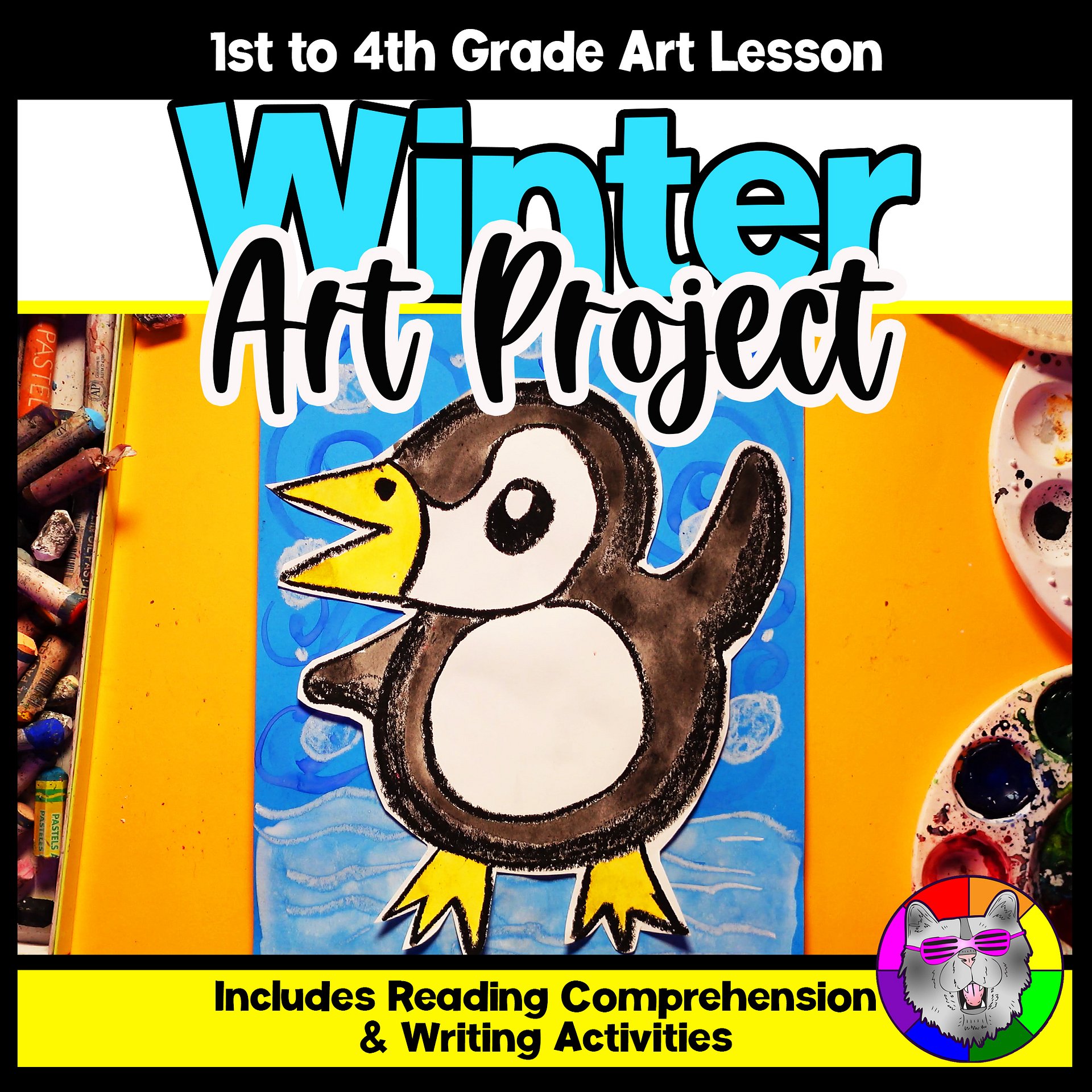 Winter Penguin Art Lesson Penguin Art Project Winter Art Activity Reading Write product image (1)