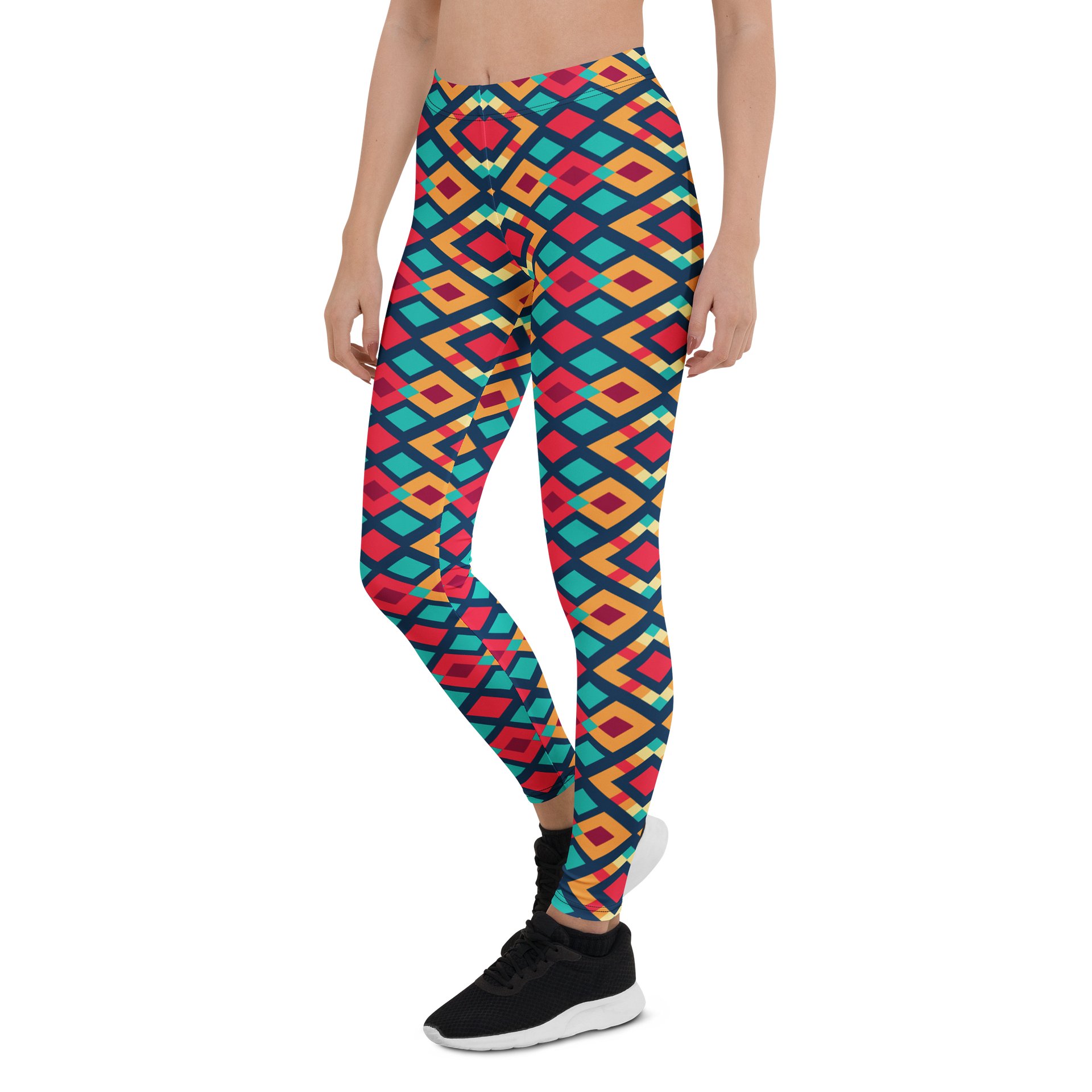 Comfortable Leggings with Colorful Geometric Triangles product image (3)