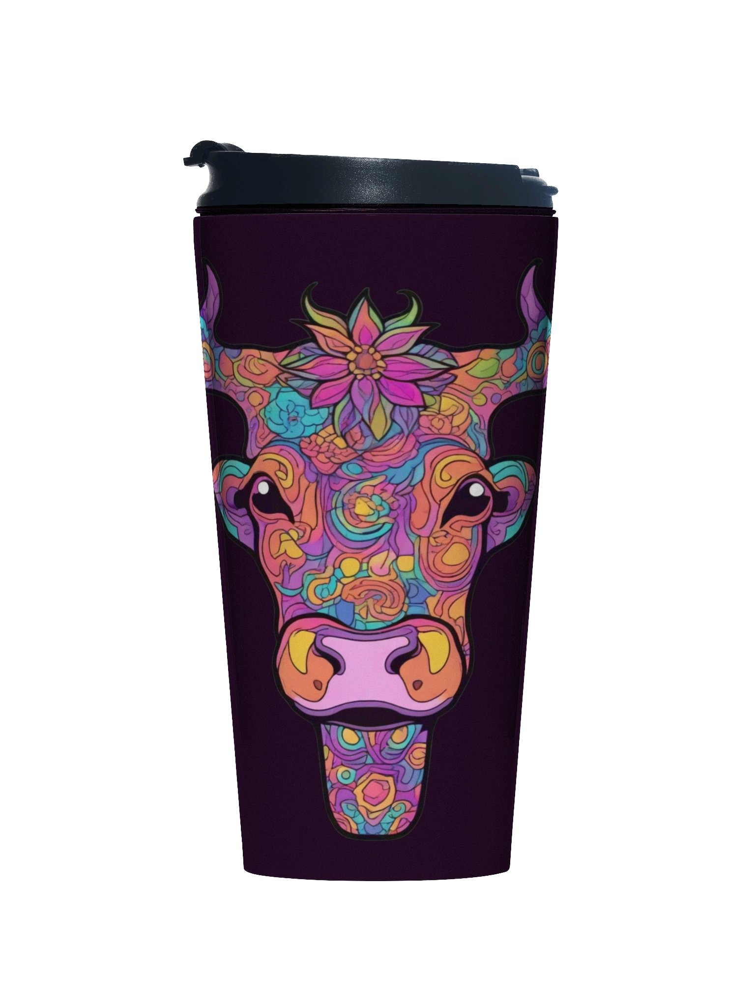 Floral Cow Face - Stainless Steel Travel Mug product image (1)
