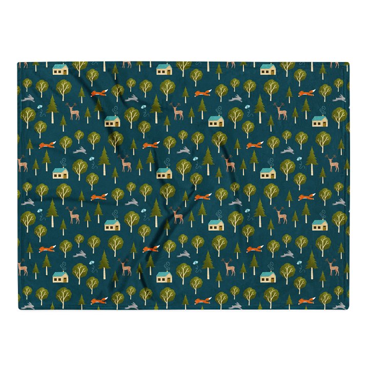 Cozy Cabin and Forest Animals Throw Blanket product image (1)