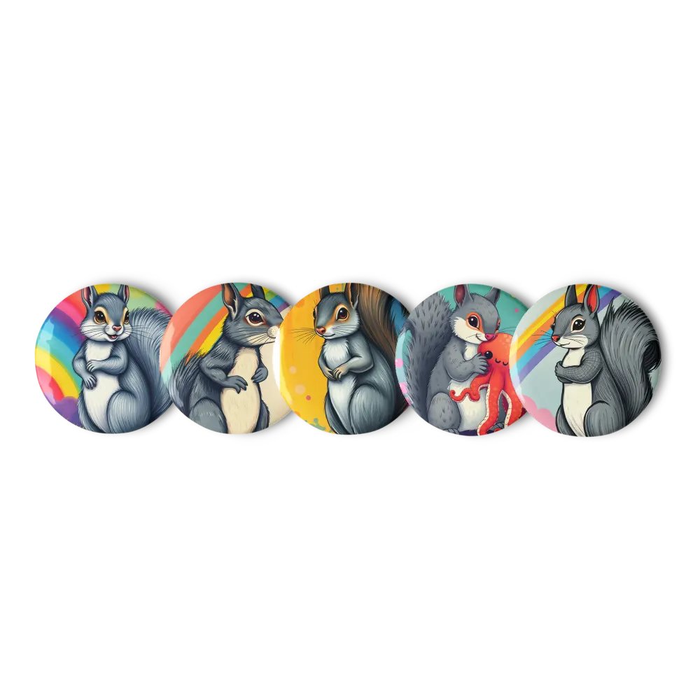 Rainbow Squirrel Pin Button Set product image (1)