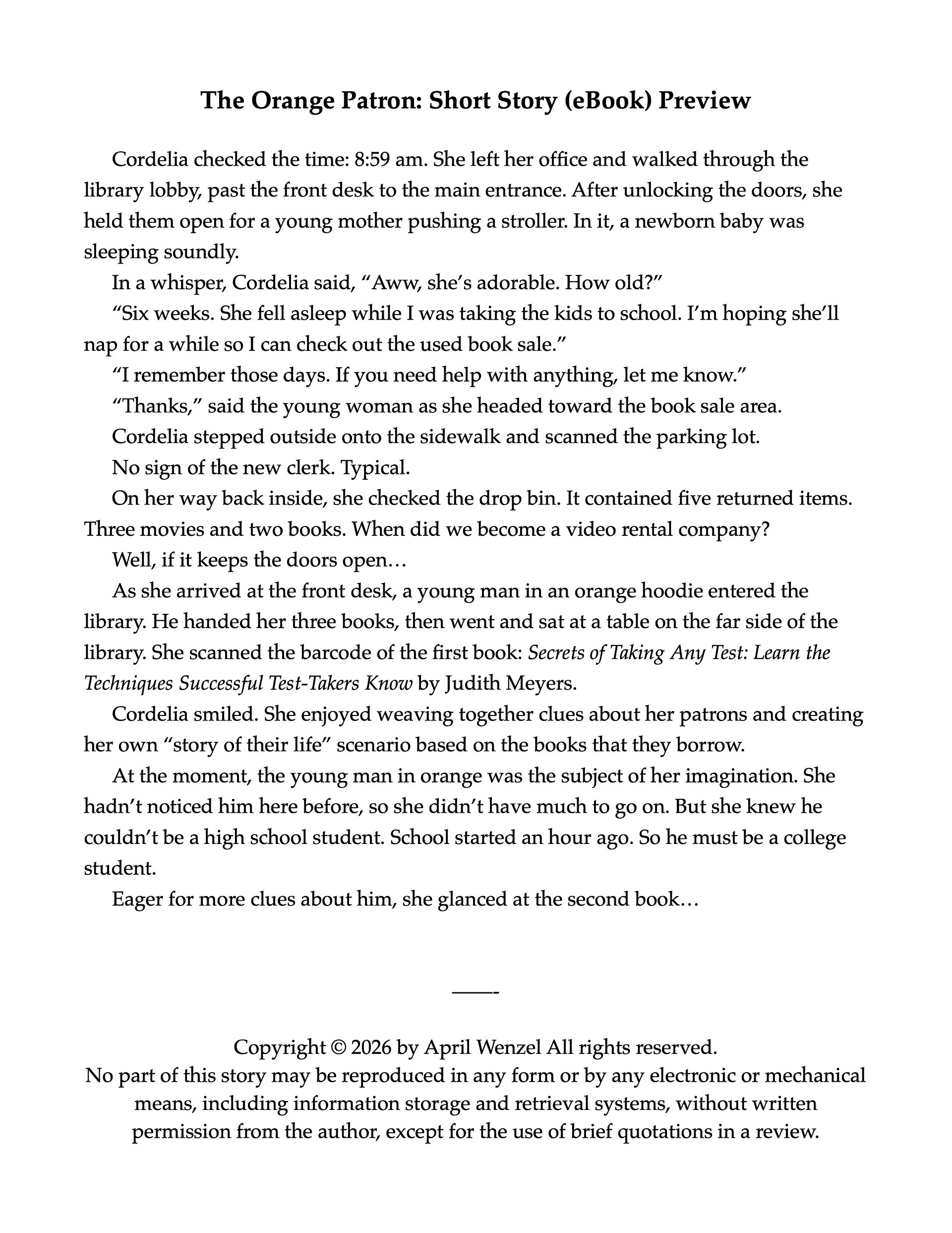 The Orange Patron: Short Story (eBook) product image (2)